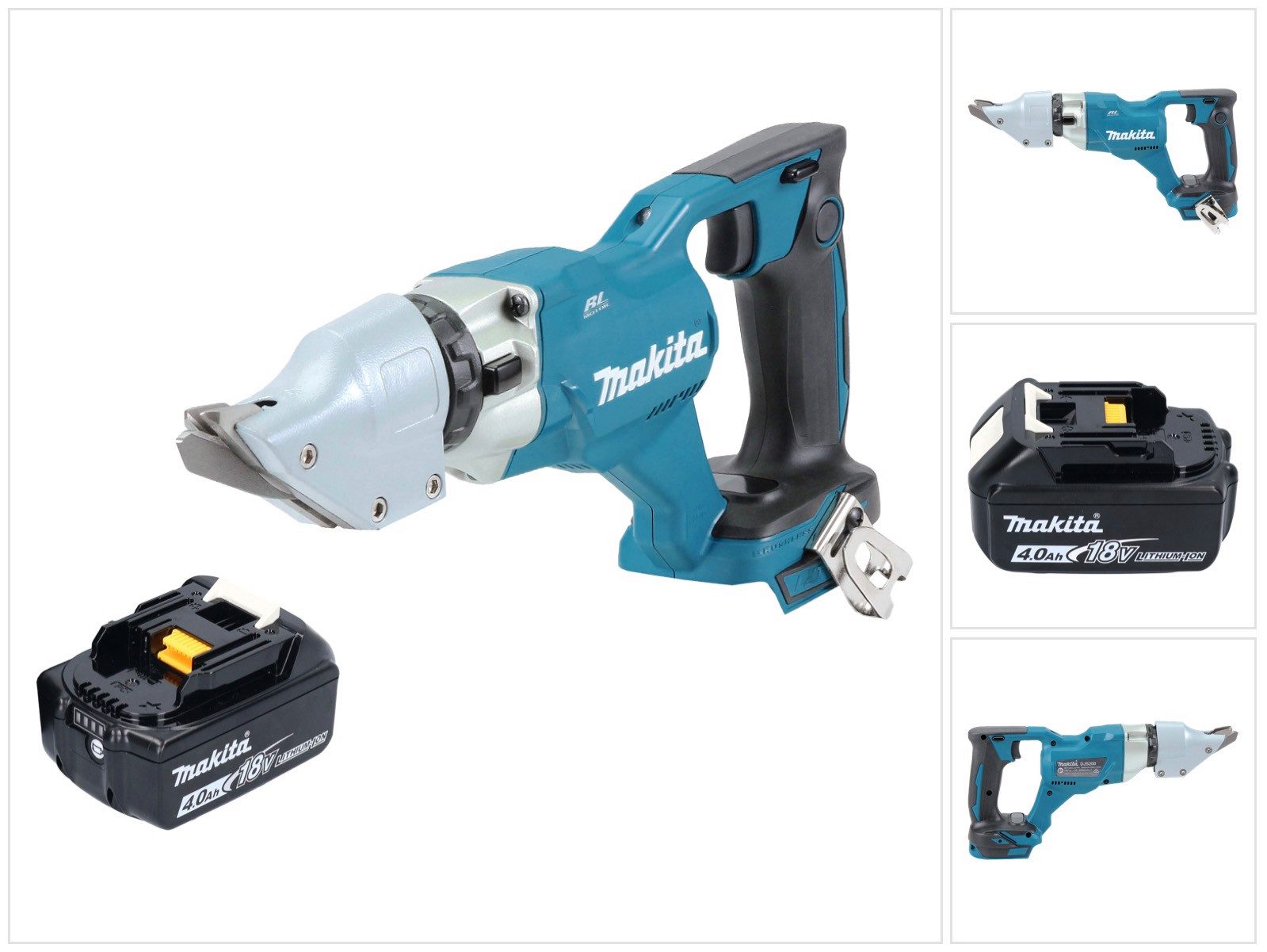 Makita Akku-Blechschere DJS 200 M1 Akku Blechschere 18 V 2,0 mm Brushless + 1x Akku 4,0 Ah