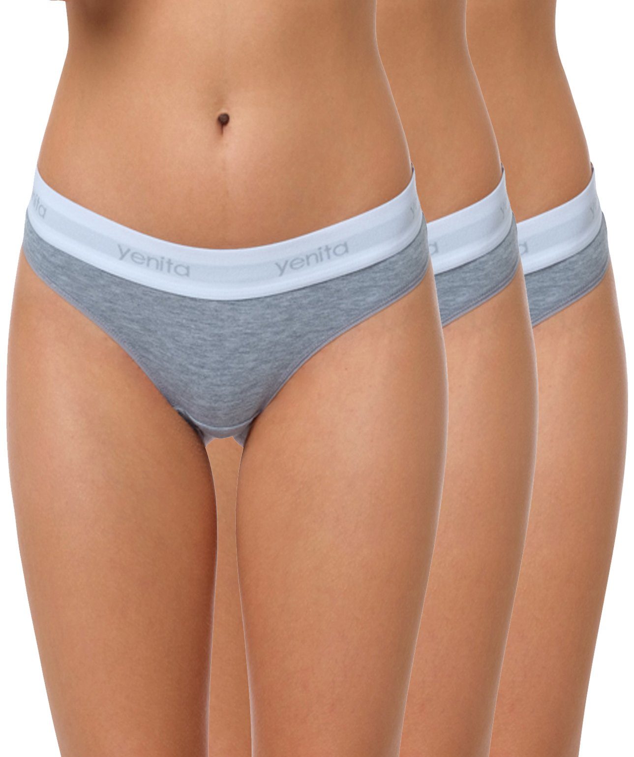 Yenita® String Modern-Sports-Collection (3-St) in angenehmer Baumwoll-Stretchqualität grau