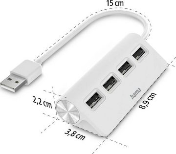 Hama USB-Hub mit 4 USB-A Ports, USB-A Stecker, 480 Mbit/s, 15 cm Kabellänge USB-Adapter USB Typ A, 15 cm, Verbinden von PC, Notebook, Tablet mit USB-Stick, Tastatur, Drucker