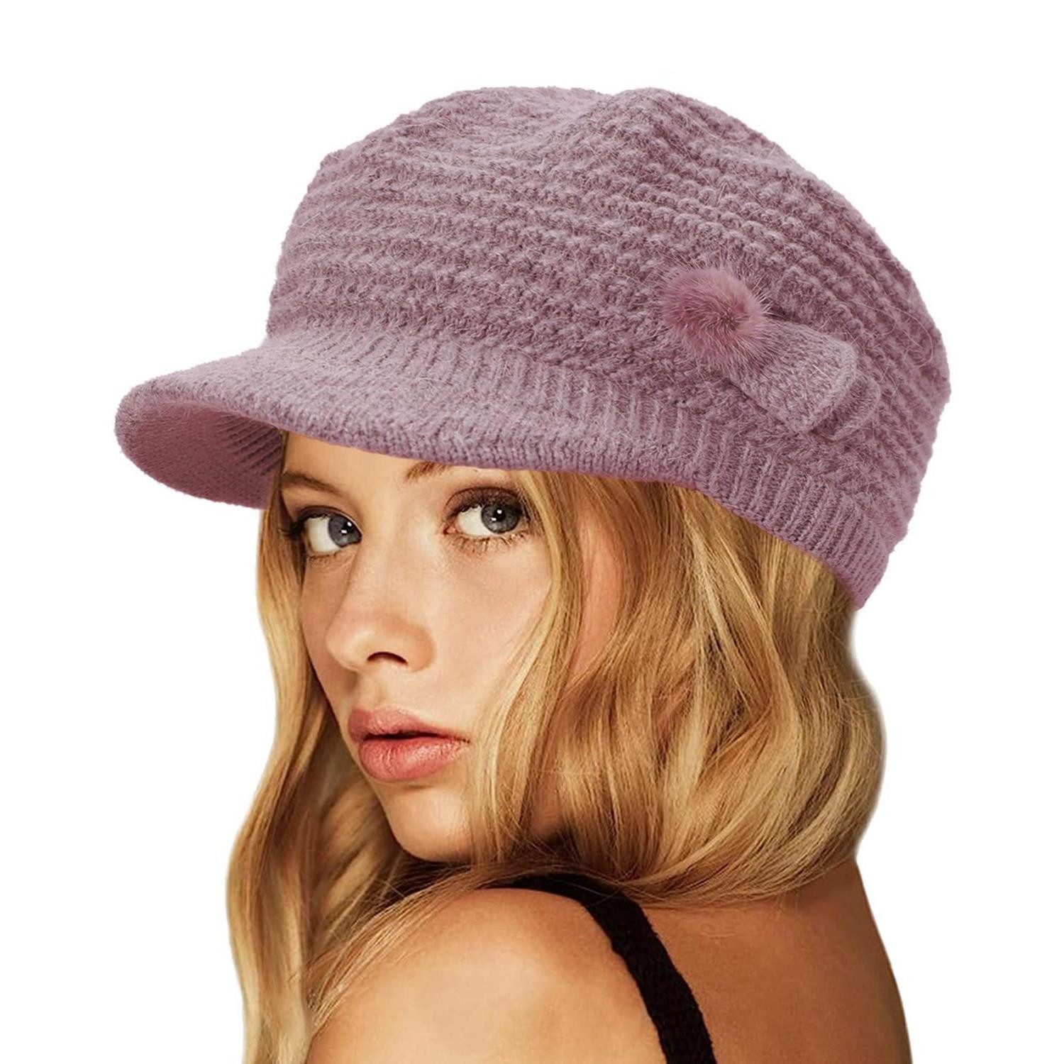 LuxusKollektion Baskenmütze Strick Barett Damen Maler Hut Violett Einheitsgröße (1-St)