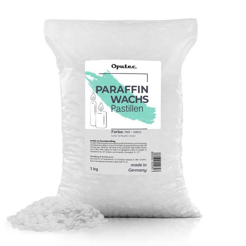 Oputec Bastelnaturmaterial 1 KG Paraffinwachs Pastillen für Kerzen: Weißes Kerzenwachs