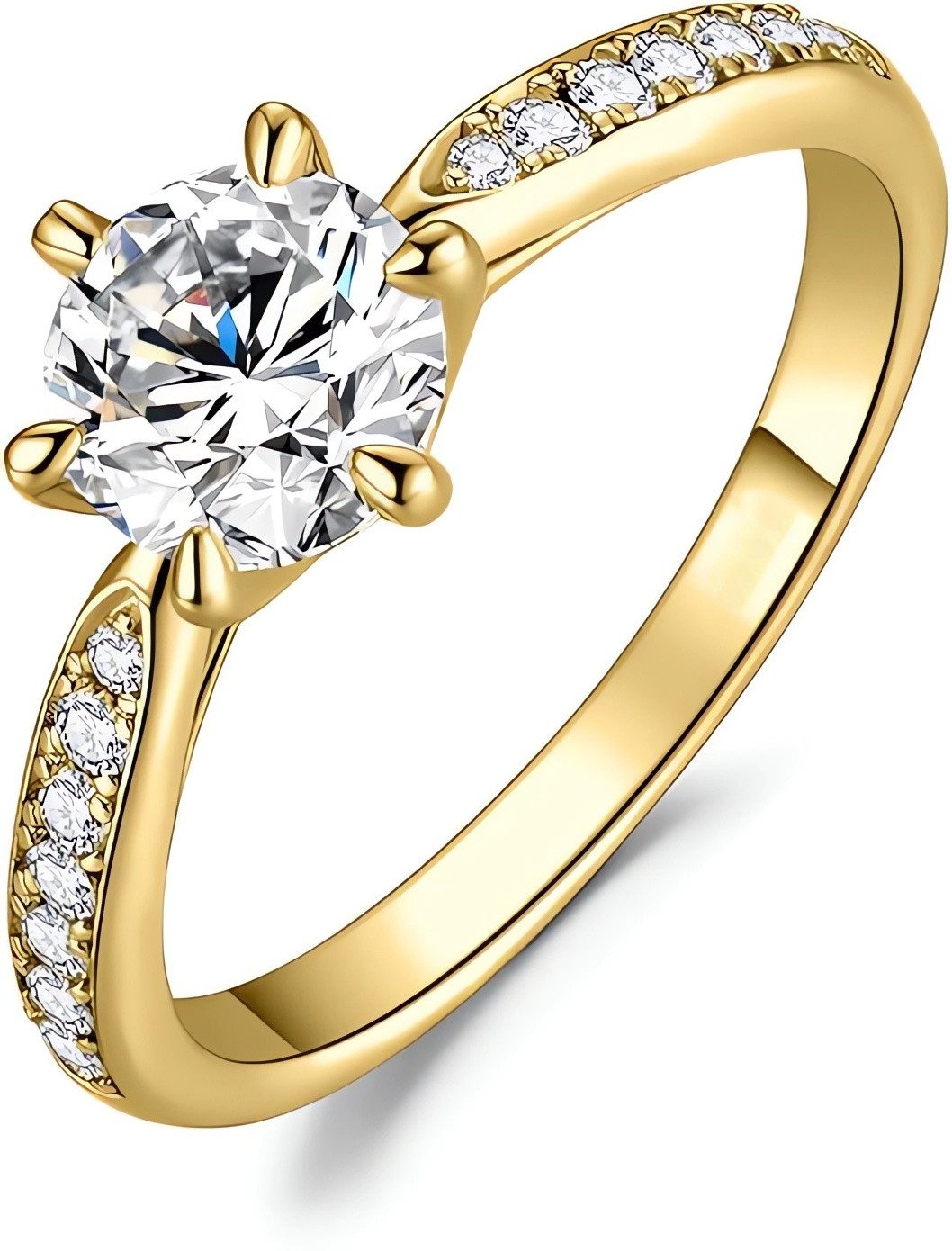 Diamantring Ring Damen 1ct 14K Gold E VS2 3EX RundSchliff Diamantring für Hochzeit
