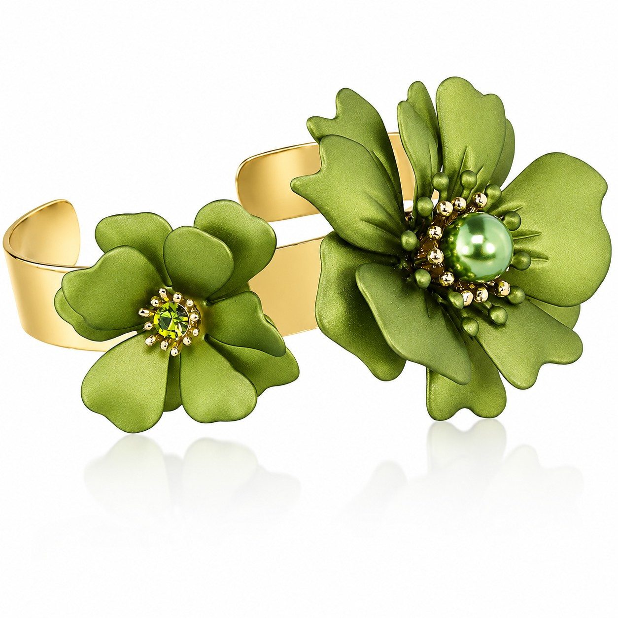 LUISIA® Armreif Armspange "Nelia" mit Blumen (inkl. Schmuckbox), 16 Karat vergoldet