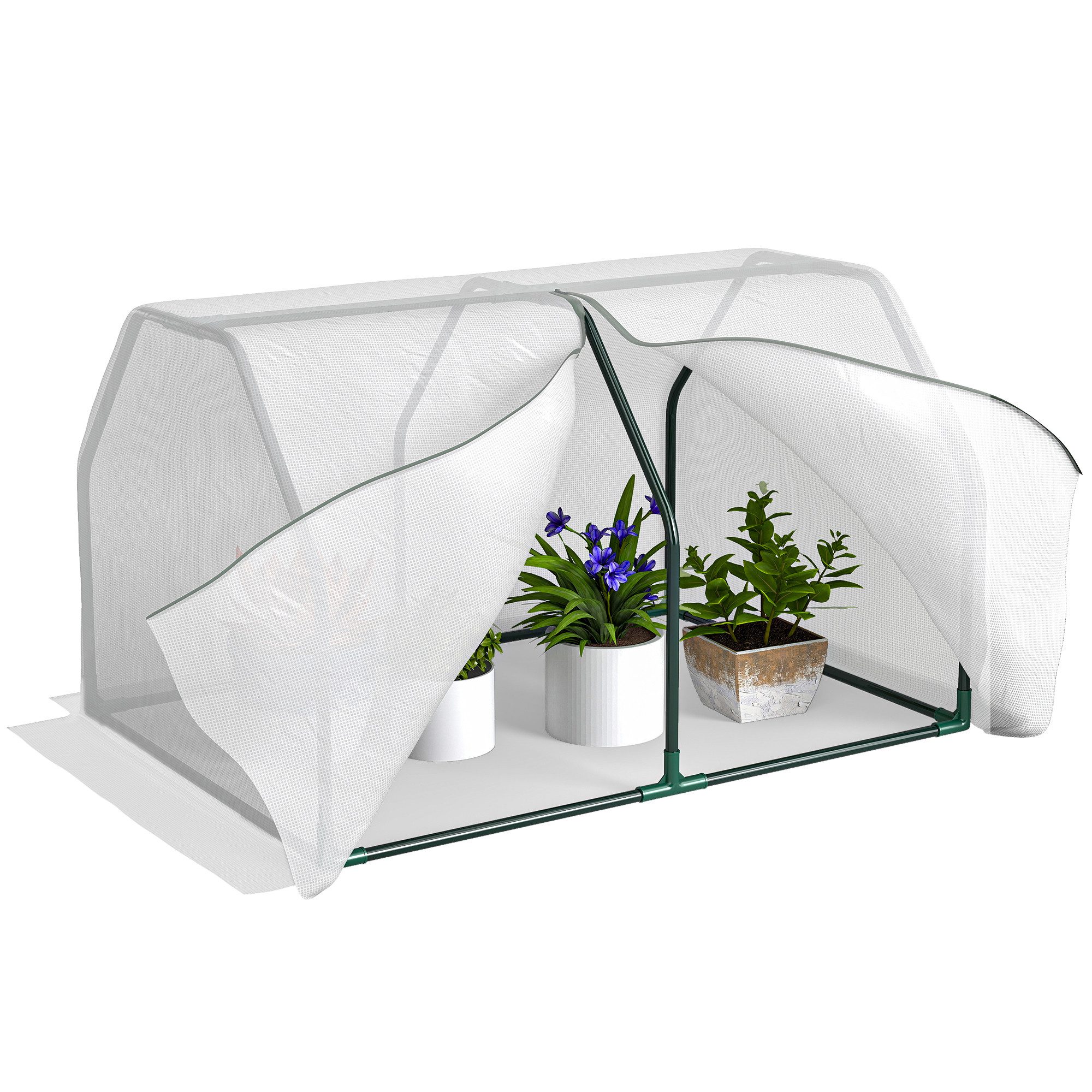 Outsunny Mini Gewächshaus Foliengewächshaus UV-beständig 99 x 71 x 60 cm für Tomaten und Pflanzen im Garten Aosom.de – Bild 2 von 5