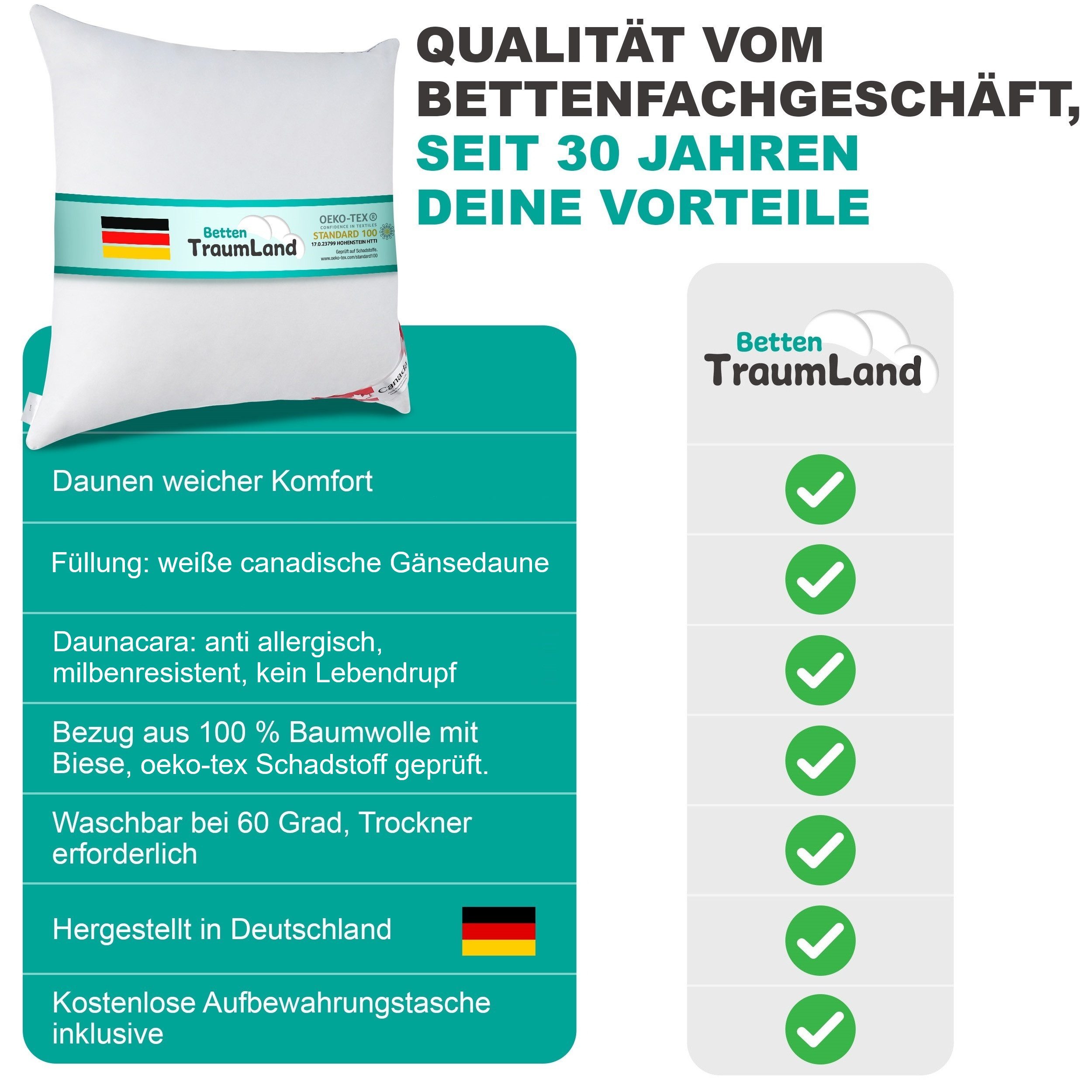 Canada Daunenbettdecke Polaris Premium Winterdecke 8 cm Hochsteg extra warm, Füllung: canadische weiße Gänsedaune, hergestellt in Deutschland, Lieferung direkt  – Bild 5 von 5