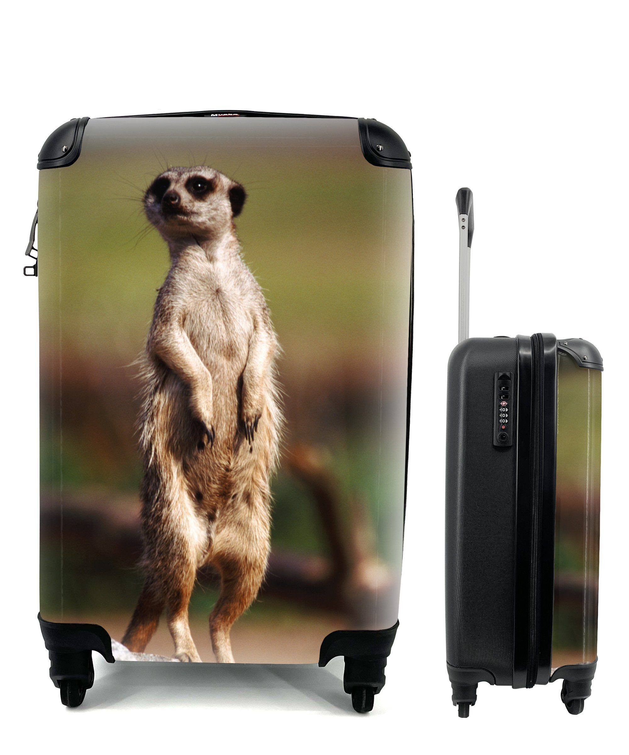 Reisetasche Handgepäckkoffer Reisekoffer Spiel, Trolley, - für Ferien, Rollen, 4 Tier rollen, mit - Erdmännchen MuchoWow Handgepäck