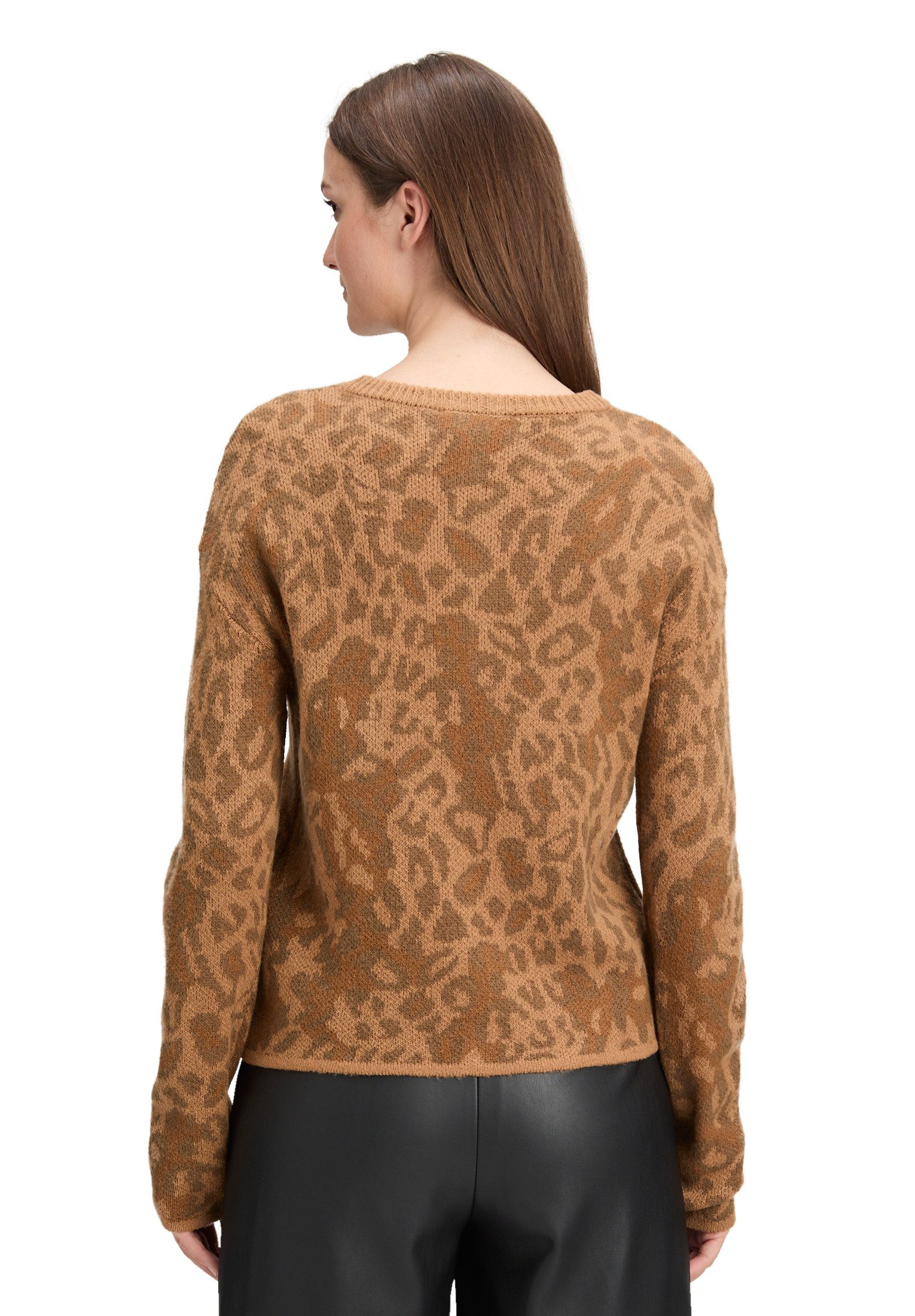 Cartoon Strickjacke Damen mit Rundhalsausschnitt (1-tlg)