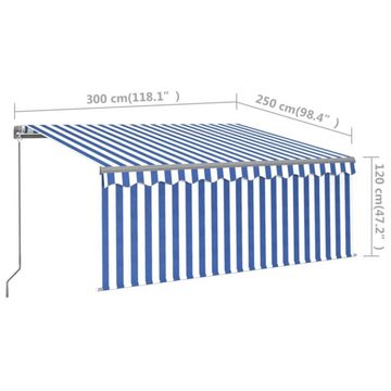 vidaXL Markise Markise Manuell Einziehbar mit Rollo 3x2,5 m Blau und Weiß