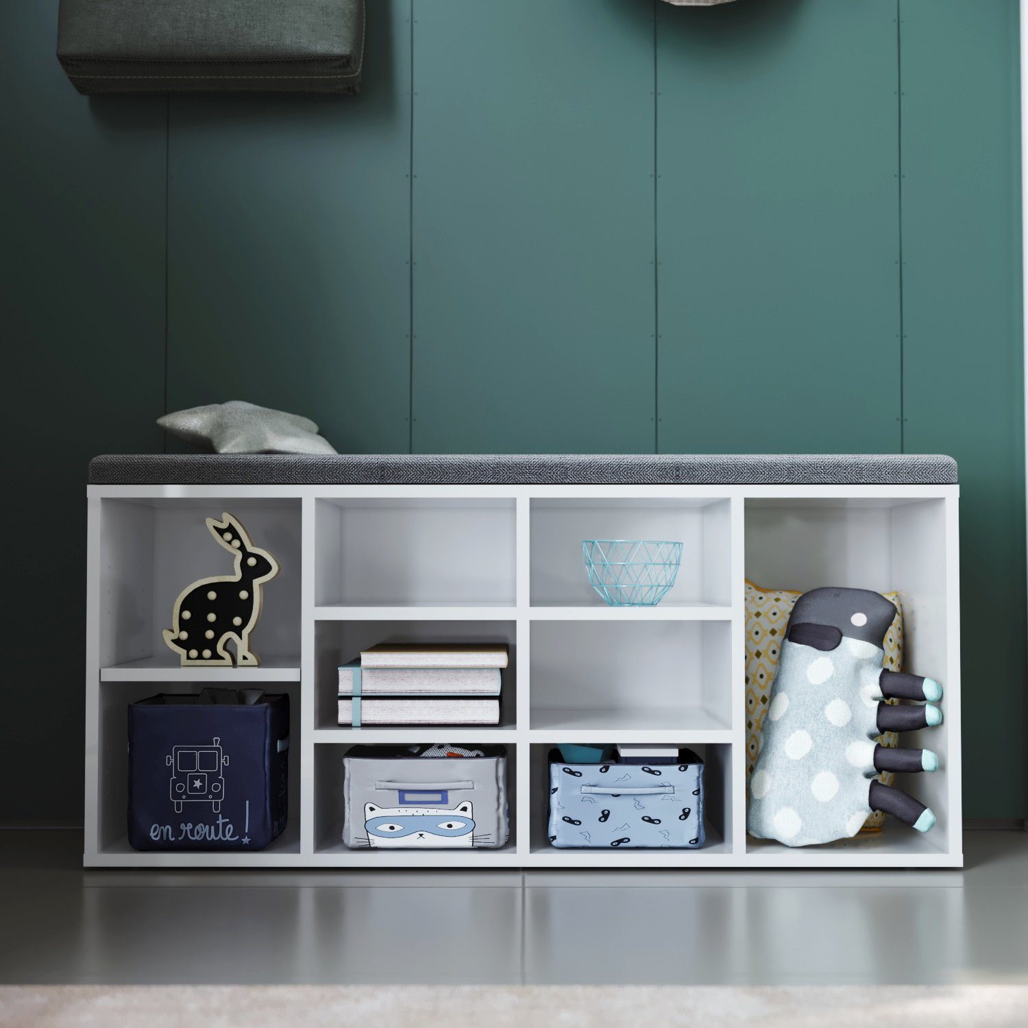 SONNI Schuhbank Schuhschrank mit sitzbank Weiß 103.5x30x 48cm, mit