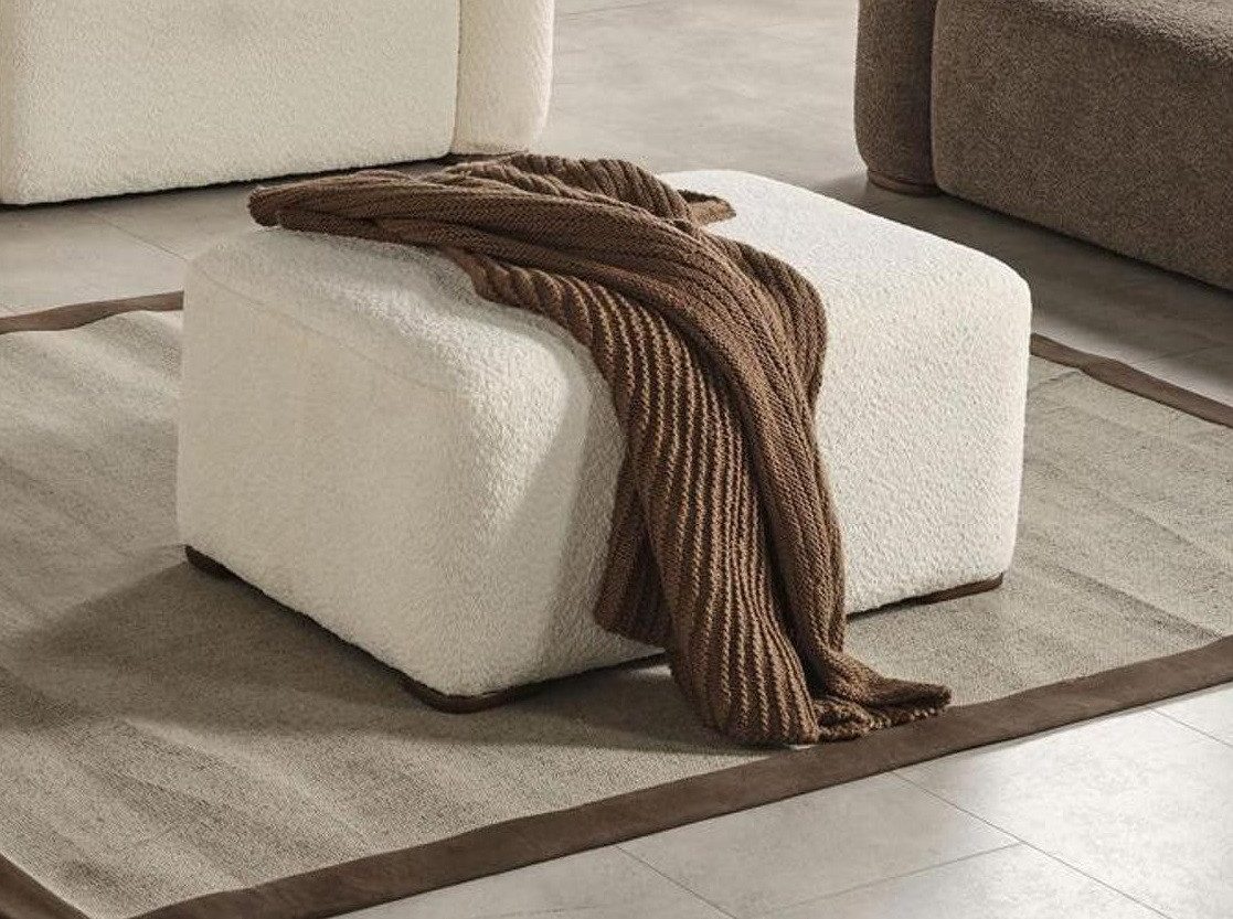 Xlmoebel Pouf Weißes Sitzpouf-Set mit Sitzkissen, Подставка для ног und Rechteckiger Табуретки (Puff), Hergestellt in Europa