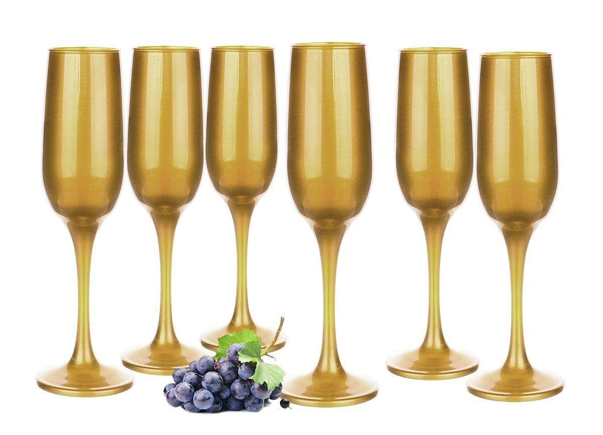 Sektglas 6 Sektgläser 200ml Mattgold Champagner Sektkelche Proseccogläser