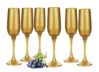 Sendez Sektglas 6 Sektgläser 200ml Mattgold Champagner Sektkelche Proseccogläser, Glas