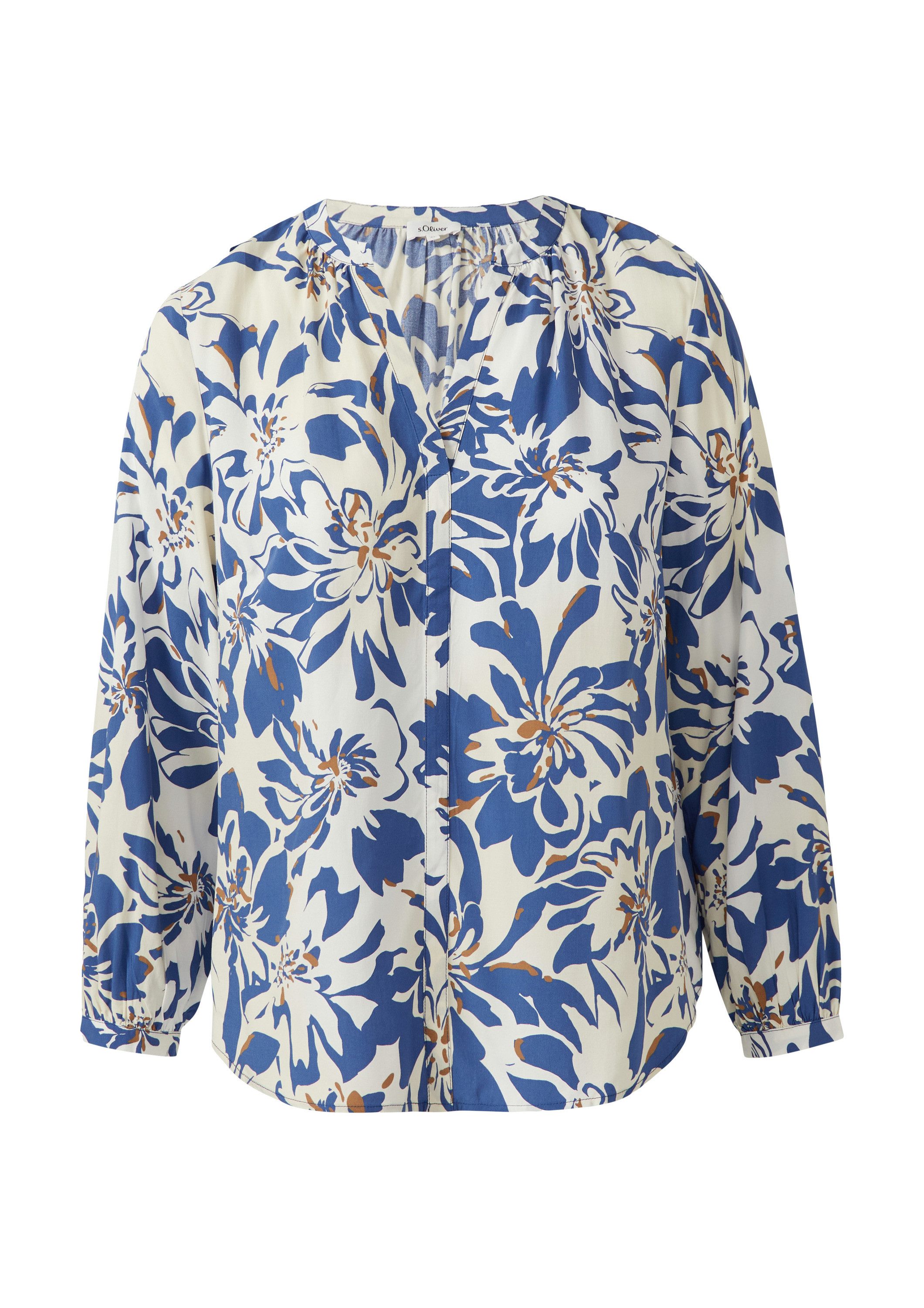 s.Oliver Langarmbluse Bluse Tunikabluse aus Viskosemix mit All-over-Print günstig online kaufen