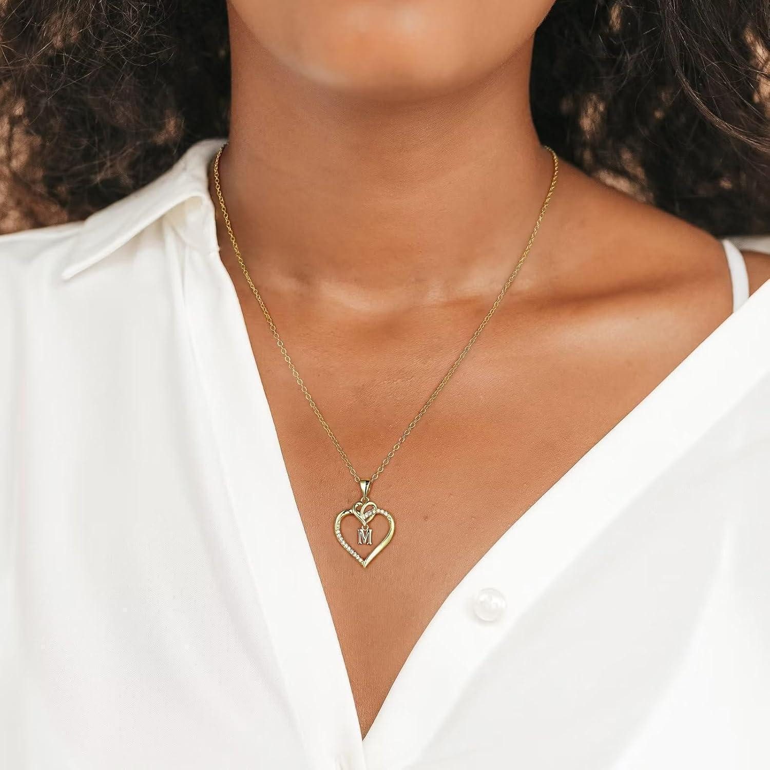 LuxusKollektion Herzkette Valentinstag Geschenke Frauen Kette Herz Halskette 14K Gold Zirkonia