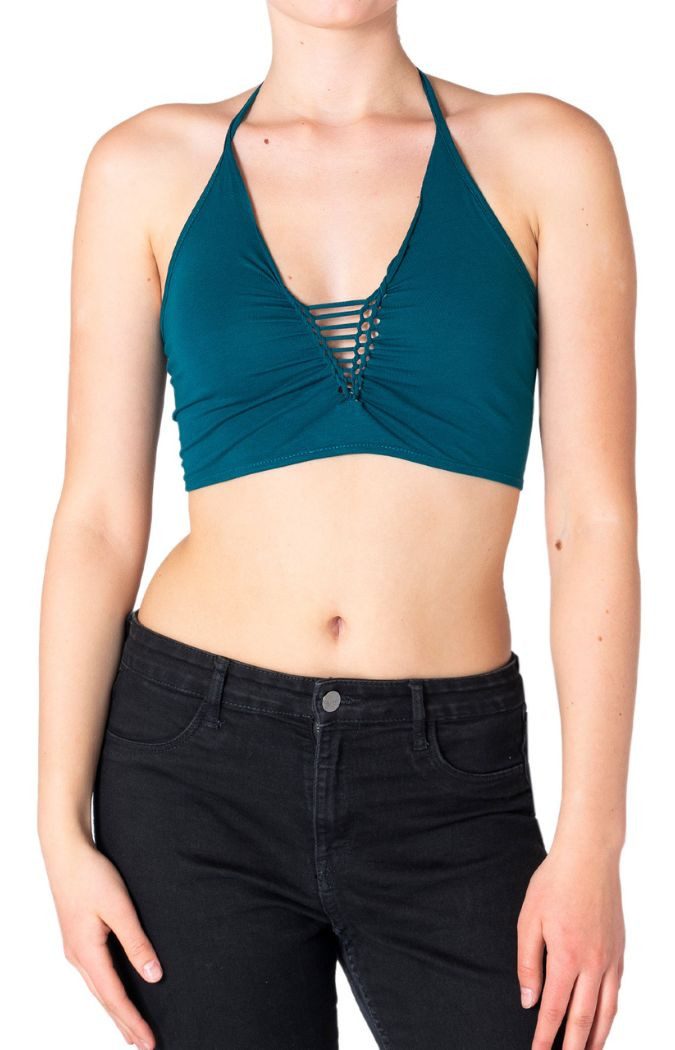 PANASIAM Crop-Top Damen Bademode Triangel Bikini Top mit Bindebändern Sexy Swimming Suit