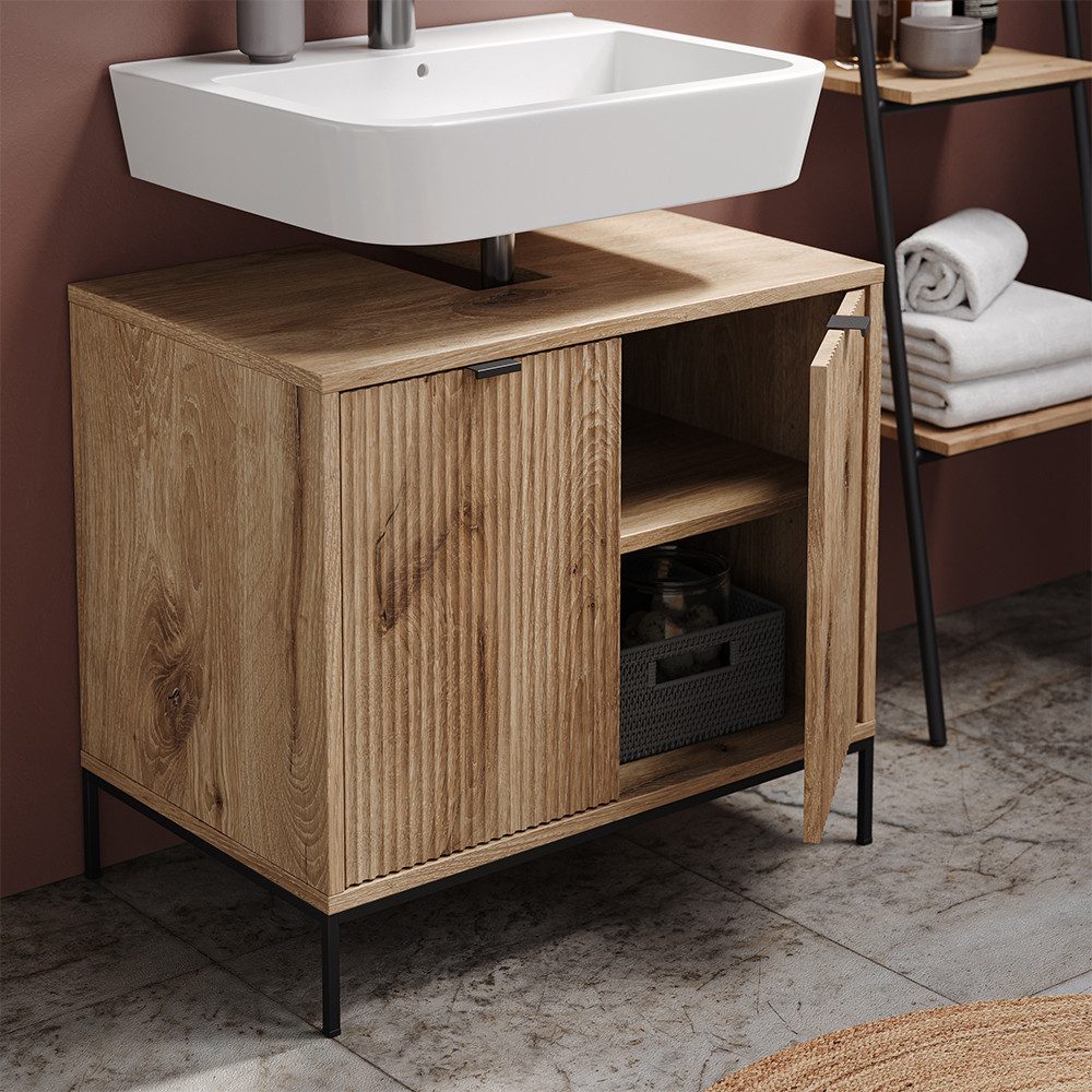 Vicco Waschbeckenunterschrank Eliza, Viking Oak/Sonoma, 70 x 63 cm mit 2 Türen (1-St) – Bild 5 von 5
