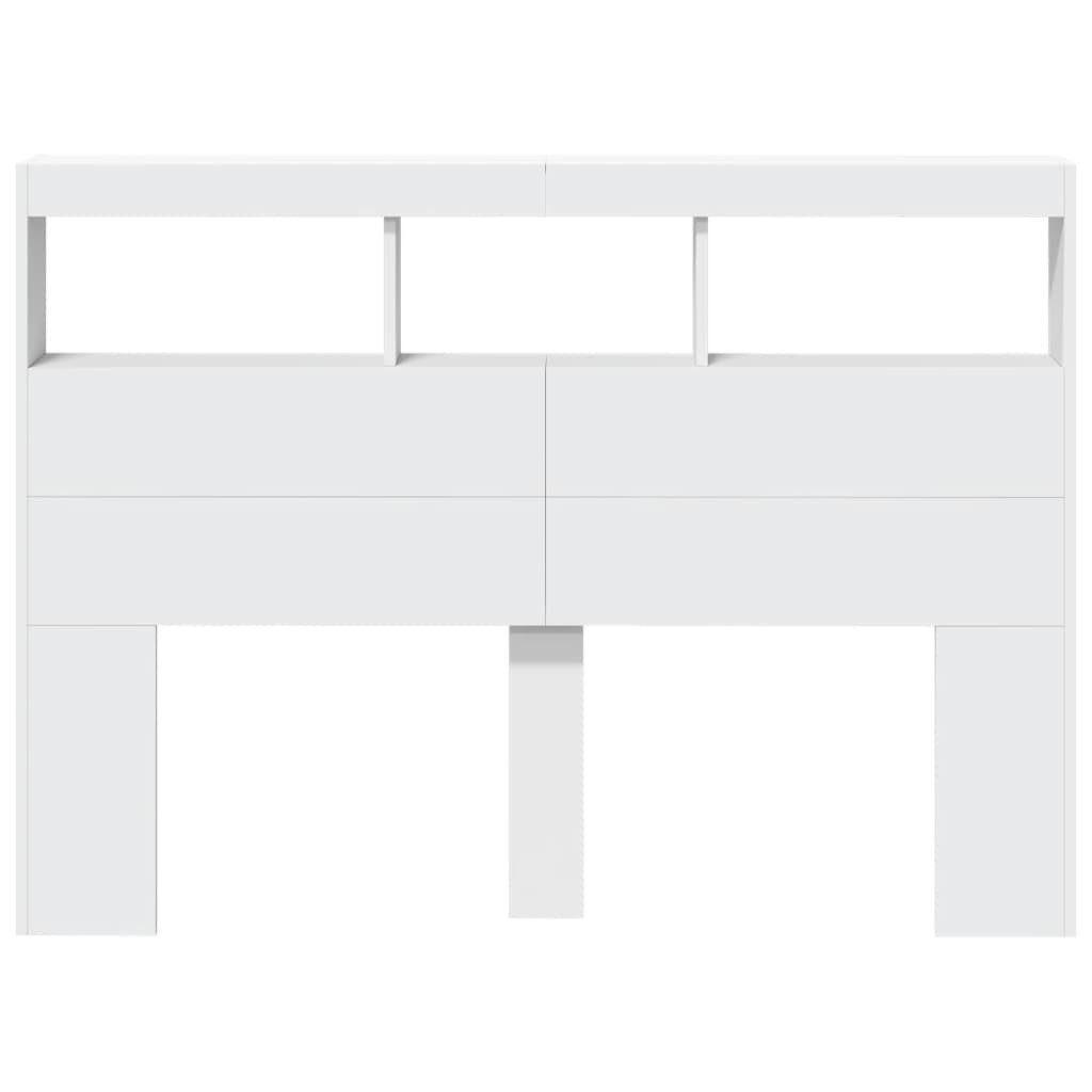 vidaXL Bett LED-Kopfteil mit Ablagen Weiß 140x17x102 cm (1-tlg) – Bild 5 von 5