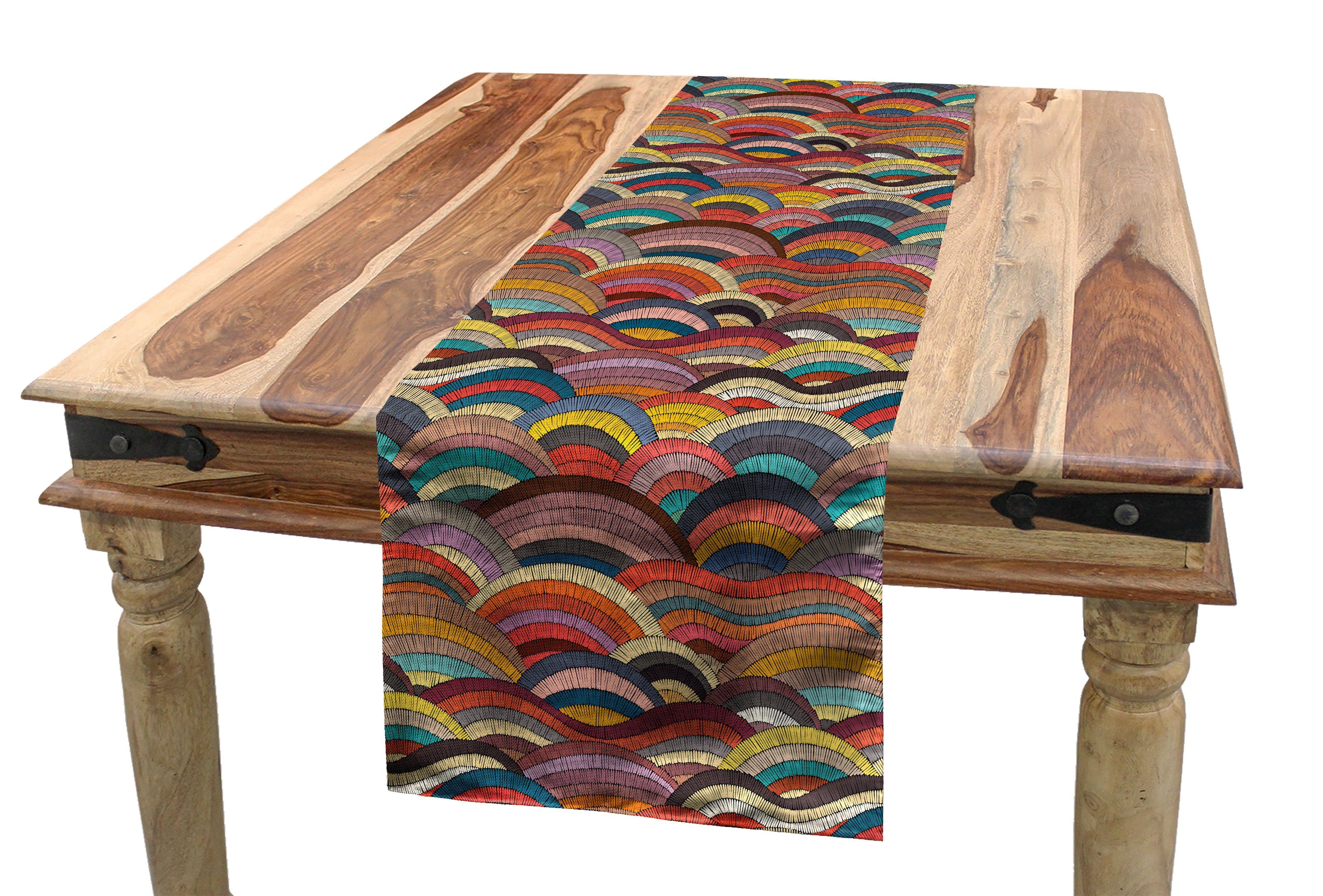 Motley Abakuhaus Mosaik Abstrakte Tischläufer Rechteckiger Dekorativer Esszimmer Tischläufer, Geometrie Küche