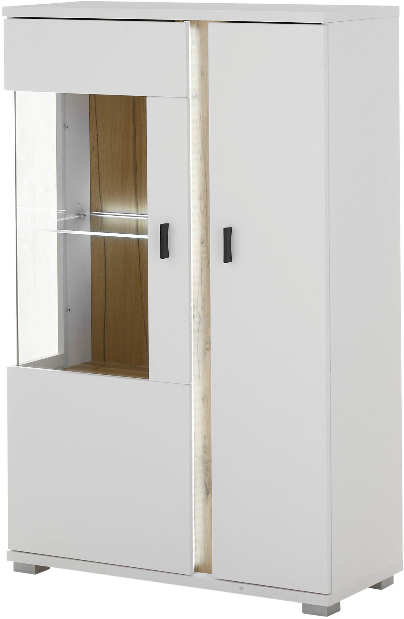 Home affaire Vitrine LONG ISLAND, Stauramvitrine (1-St) in moderner Trendfarbe,inklusive senkrechter Beleuchtung,Breite 80 cm