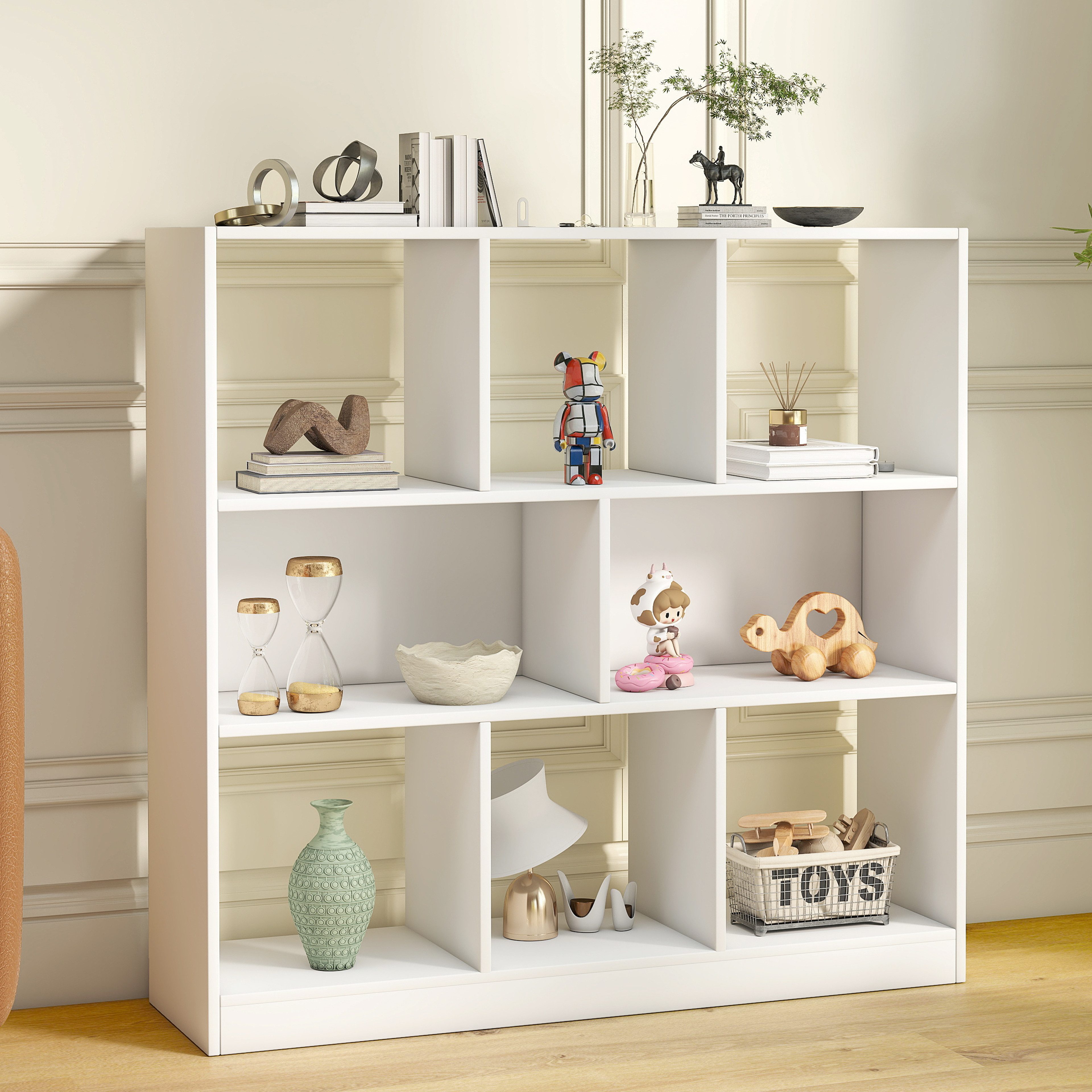 oyajia Bücherregal Bücherschrank mit 8 Fächern Aktenregal, Bücherregal, 100 x 30 x 100 cm, für Wohnzimmer, Arbeitszimmer, Büro
