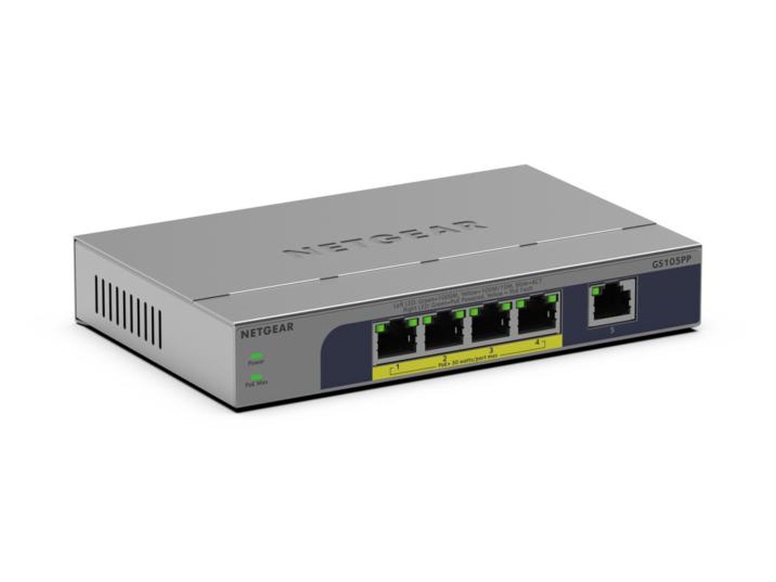 NETGEAR GS105PP - Switch - unmanaged - 1 x 10/100/1000 + 4 x 10/100/1000 (PoE+ Netzwerk-Switch