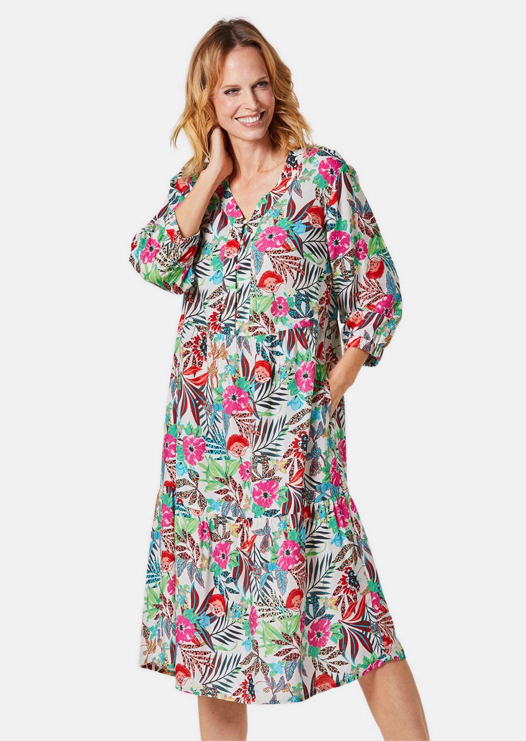 Blusenkleid Druckkleid aus fließendem Material