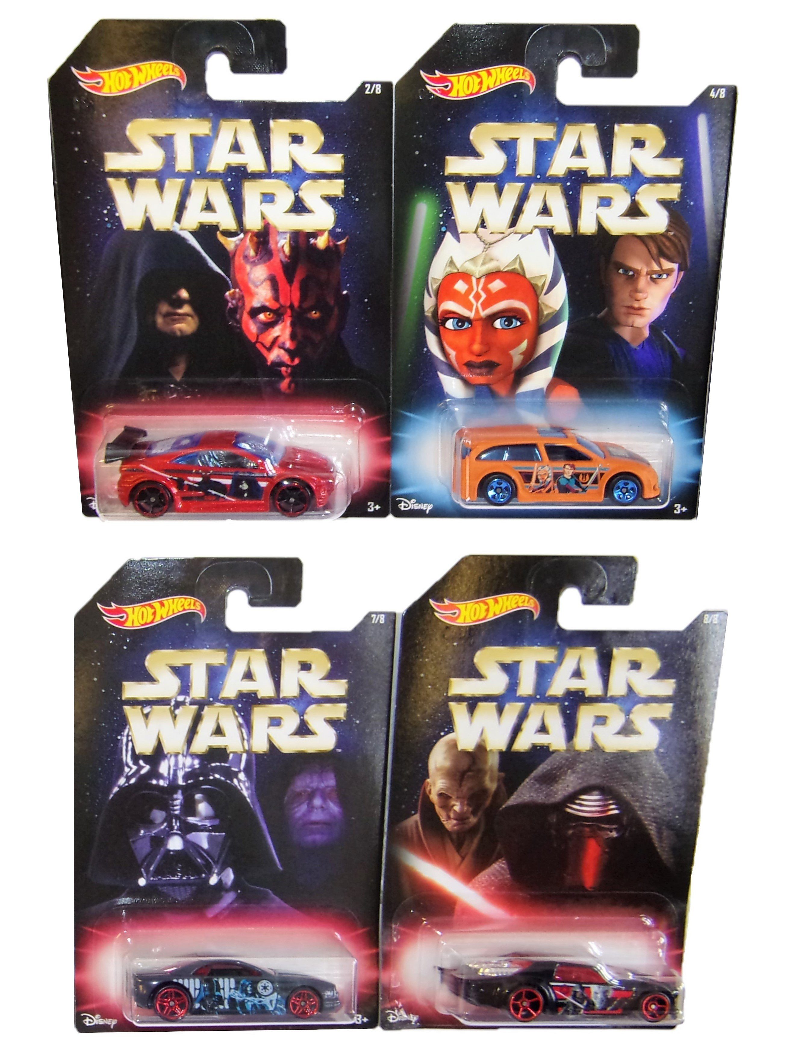 Hot Wheels Modellauto Hot Wheels Star Wars 4er Set Modell-Autos DWD85, Maßstab 1:64, (Set, 4-tlg., Star Wars Modellautos)