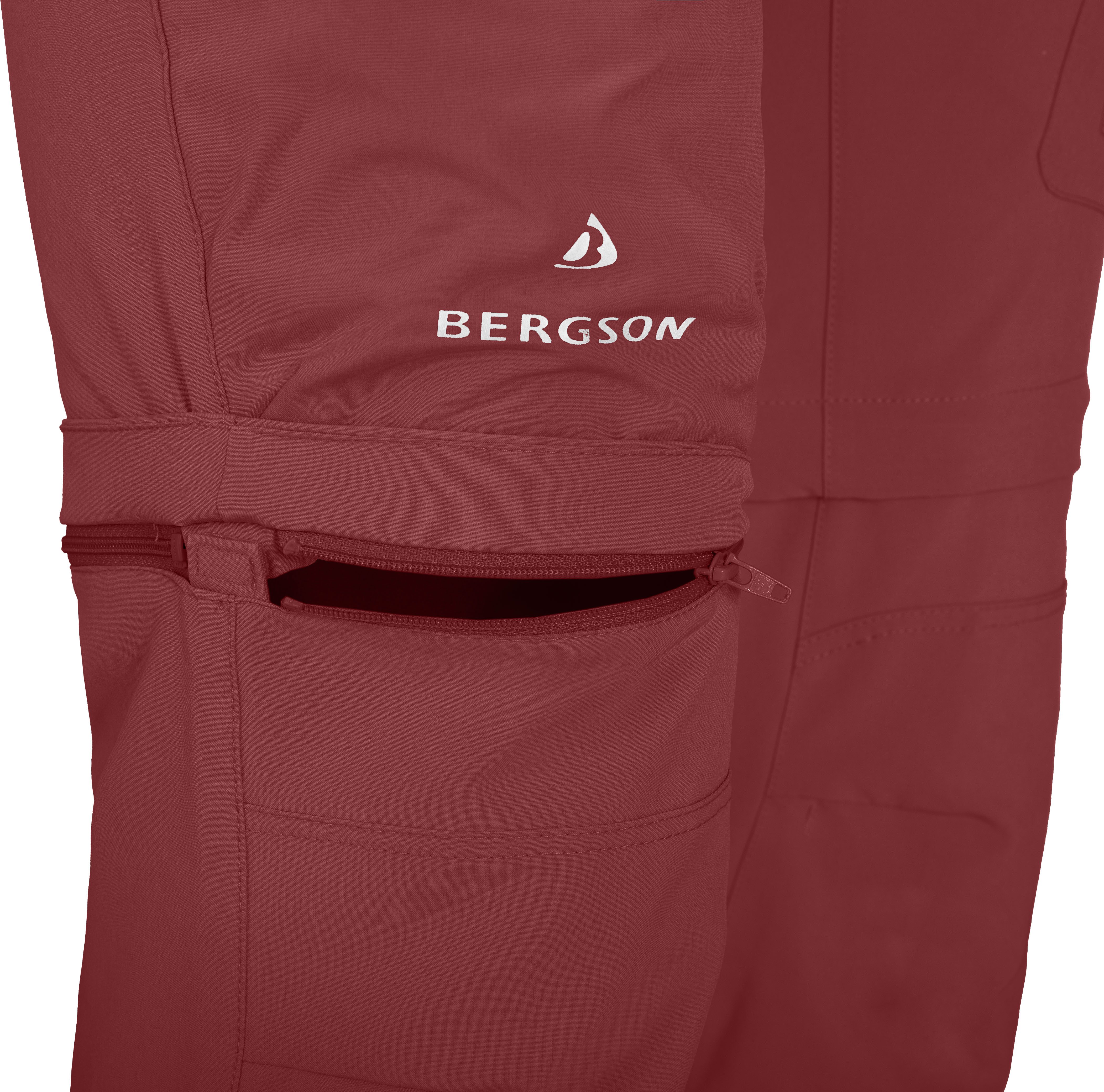 Bergson Outdoorhose FROSLEV Bermuda Zipp-Off Herren Wanderhose, recycelt, elastisch, 7 Taschen, Normalgrößen, rot