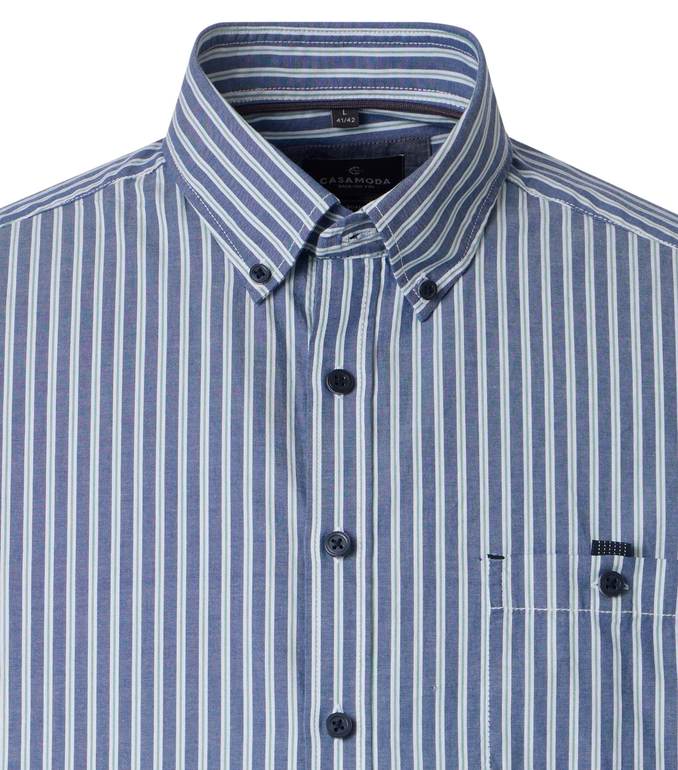 CASAMODA Kurzarmhemd CASAMODA Herren Kurzarmhemd Casual Fit ? Gestreiftes Baumwollhemd mit