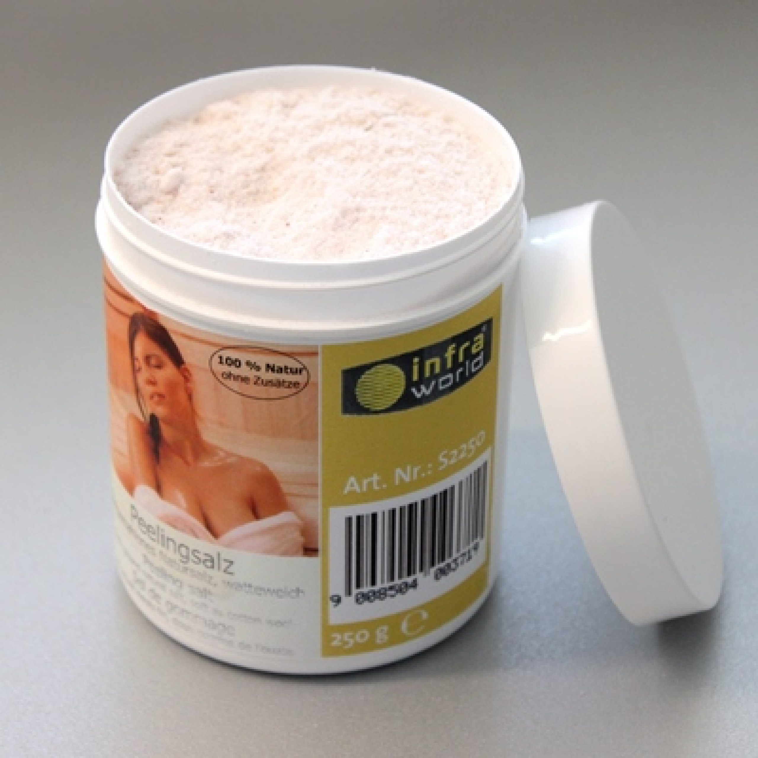 Sauna-Aufgussset Infraworld Salzpeeling 250g Dose Körperpeeling ohne Zusätze S2250