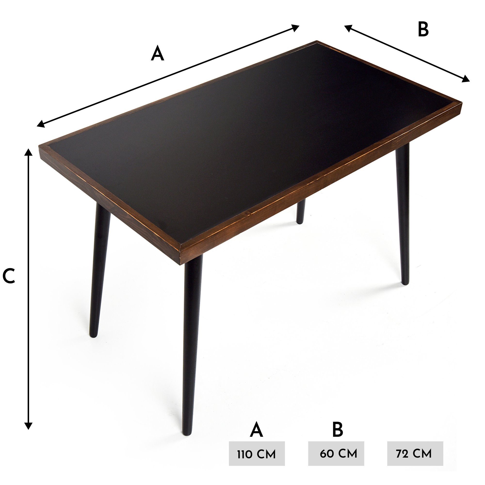 x Gozos Schwarz Schreibtisch, 110 Tischmaße Gozos cm, Massiver beträgt: 110 für Homeoffice Computertisch 60 Computertisch 60 x