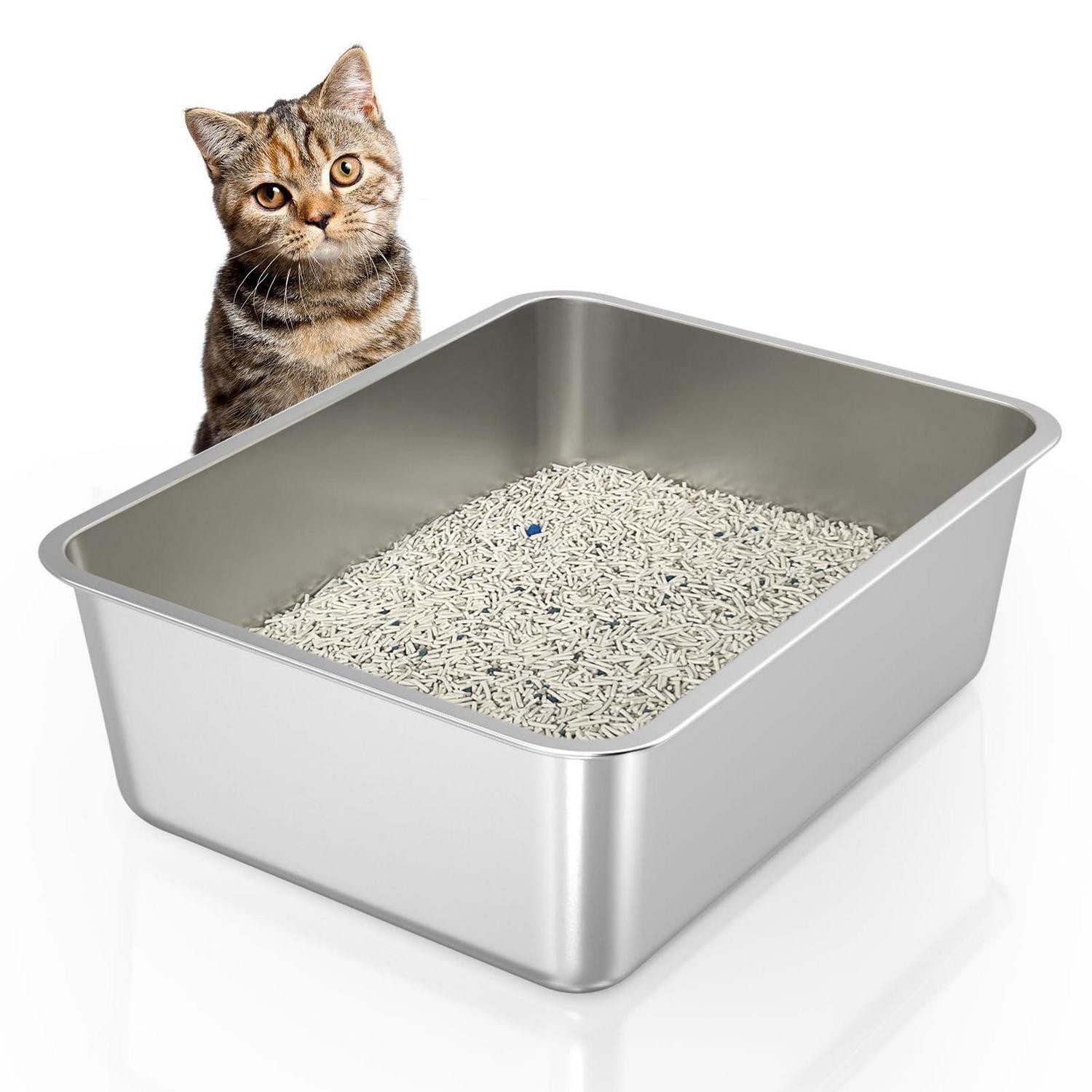 LuxusKollektion Katzentoilette Katzentoilette Edelstahl XL 45x35x15cm
