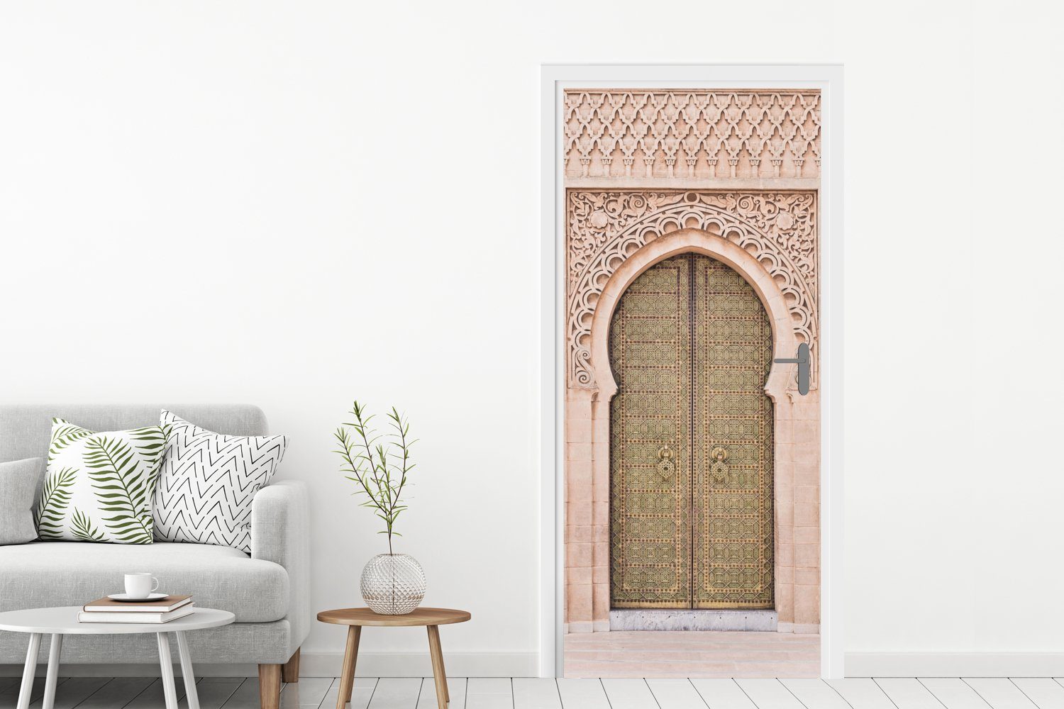 Kunst cm Marokkanische MuchoWow Tür Matt, - Tor, Tür, - Fototapete 75x205 bedruckt, für (1 St), - Türtapete Türaufkleber, Rosa