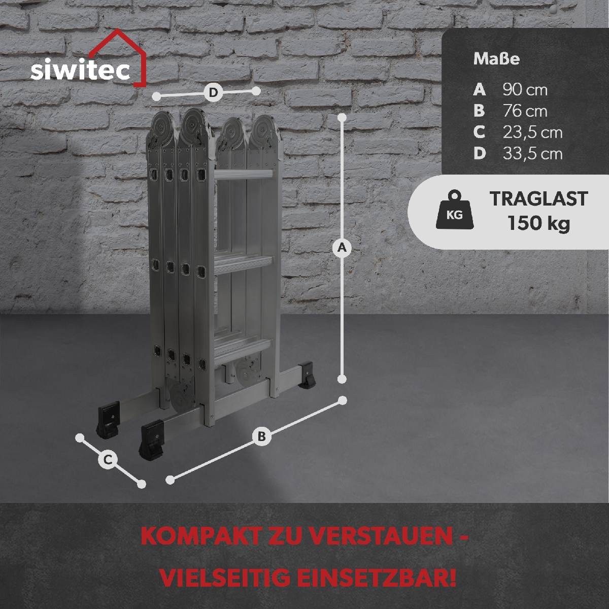 siwitec Vielzweckleiter Mehrzweckleiter Alu 3x4 Leiter günstig online kaufen