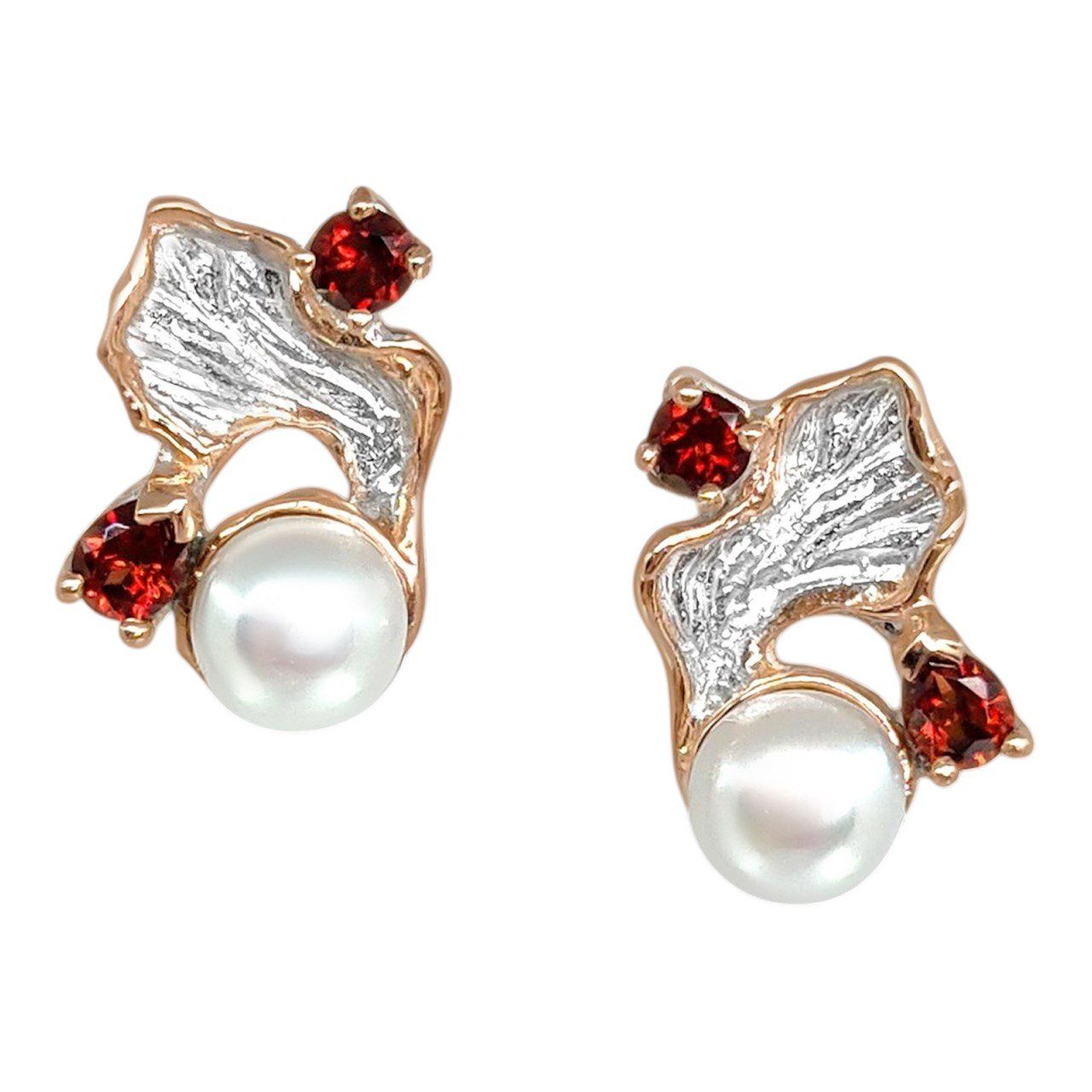 La Moda Me Серьги из бисера Fiamma, 925 Silber, mit Edelsteinen, 22K Roségold, Granat, Серьги-гвоздики