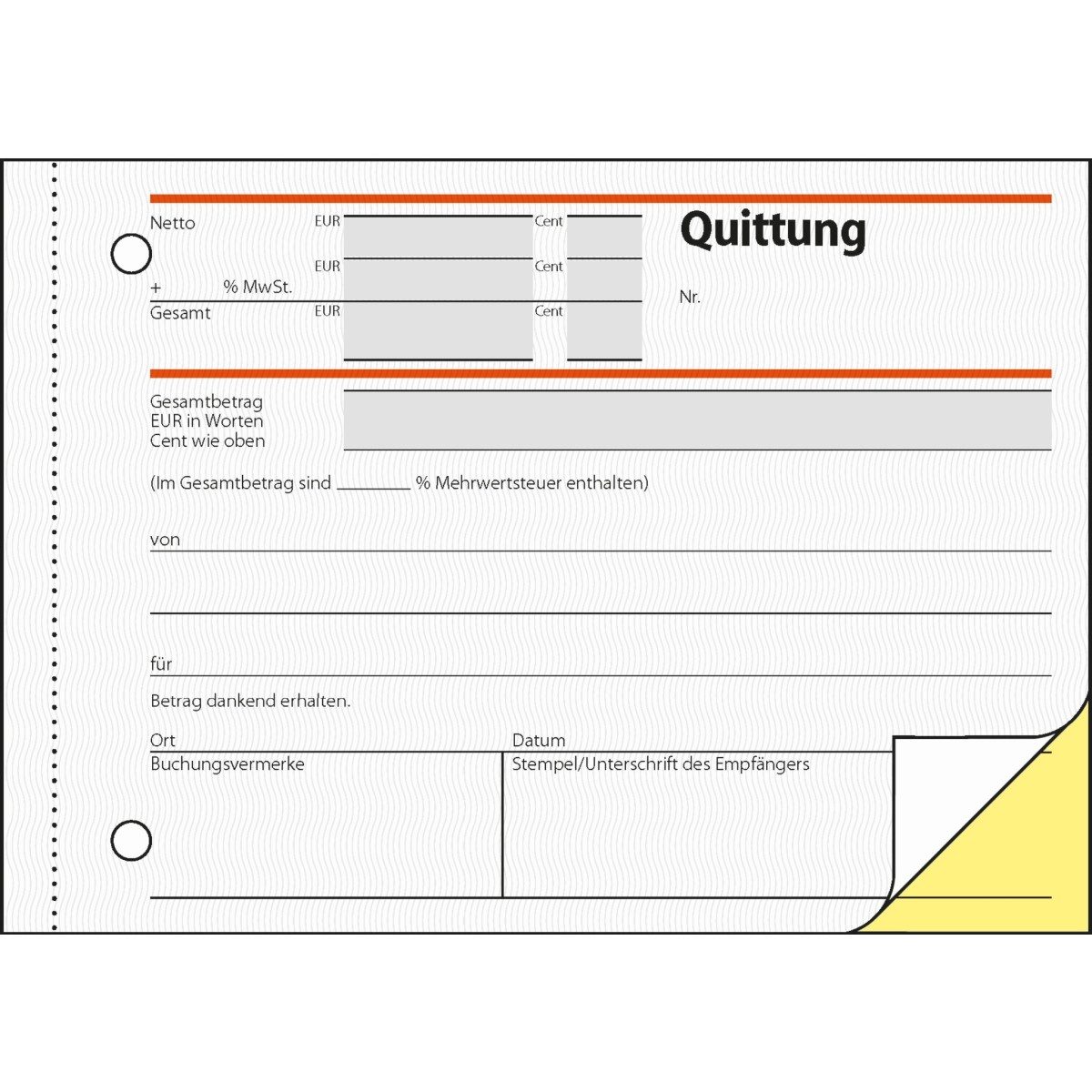 Sigel Formularblock Quittung A6 SD 2x40 Blatt mit MwSt.-Nachweis 3 Stück