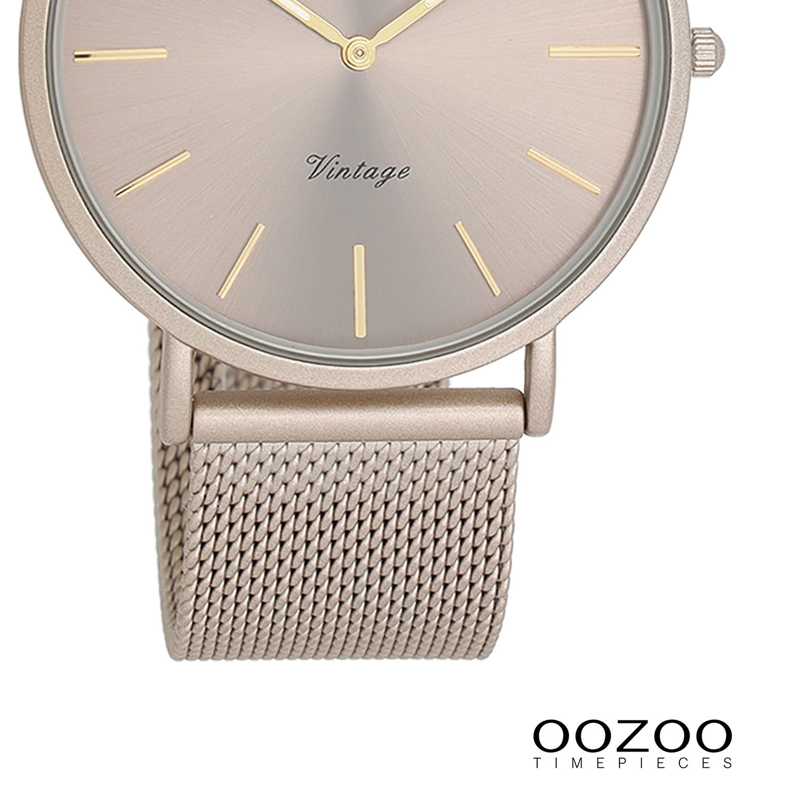 OOZOO Quarzuhr Oozoo Damen Armbanduhr Vintage Series, (Analoguhr), Damenuhr rund, groß (ca. 40mm) Metallarmband, Fashion-Style