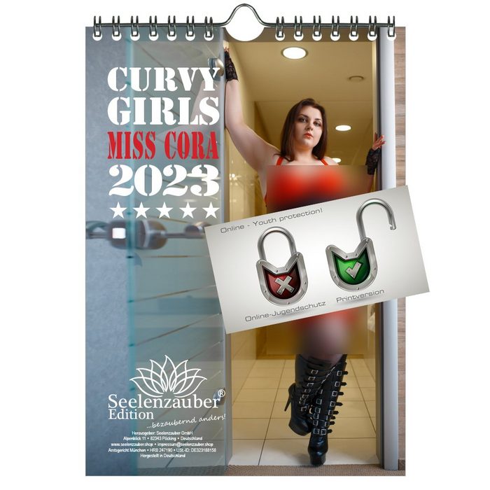 Seelenzauber Wandkalender Sexy Curvy Miss Cora Girls DIN A5 Kalender für 2023 Erotik - Seelenzau