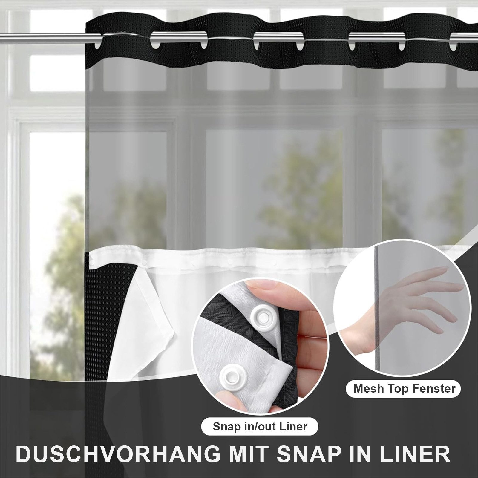 OKWISH Duschvorhang Badvorhang moderne Badezimmer Vorhang Breite 183 cm (mi günstig online kaufen