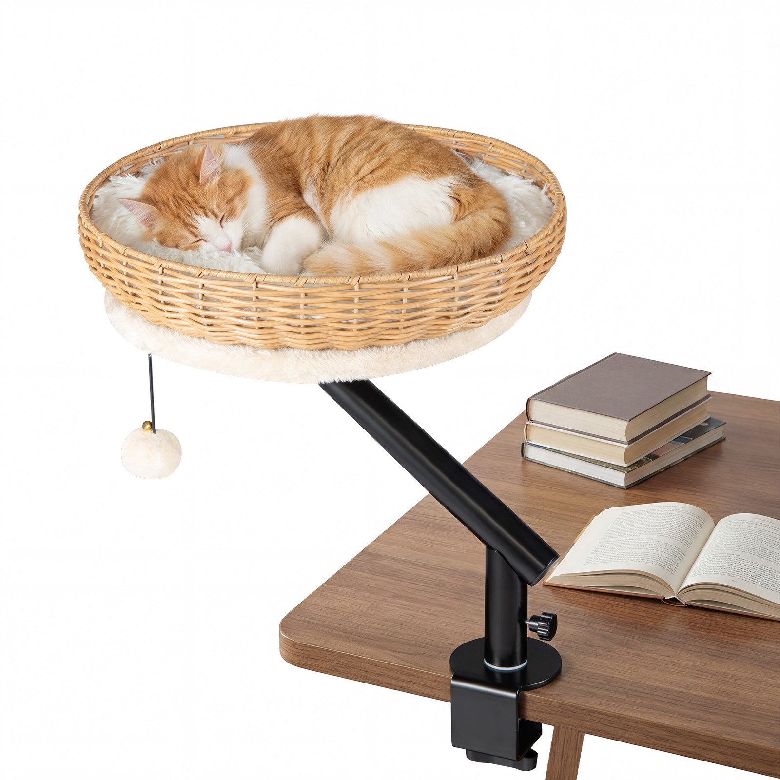 COSTWAY Tierbett, Katzenbett für Schreibtisch, Katzenkorb, 360° drehbar