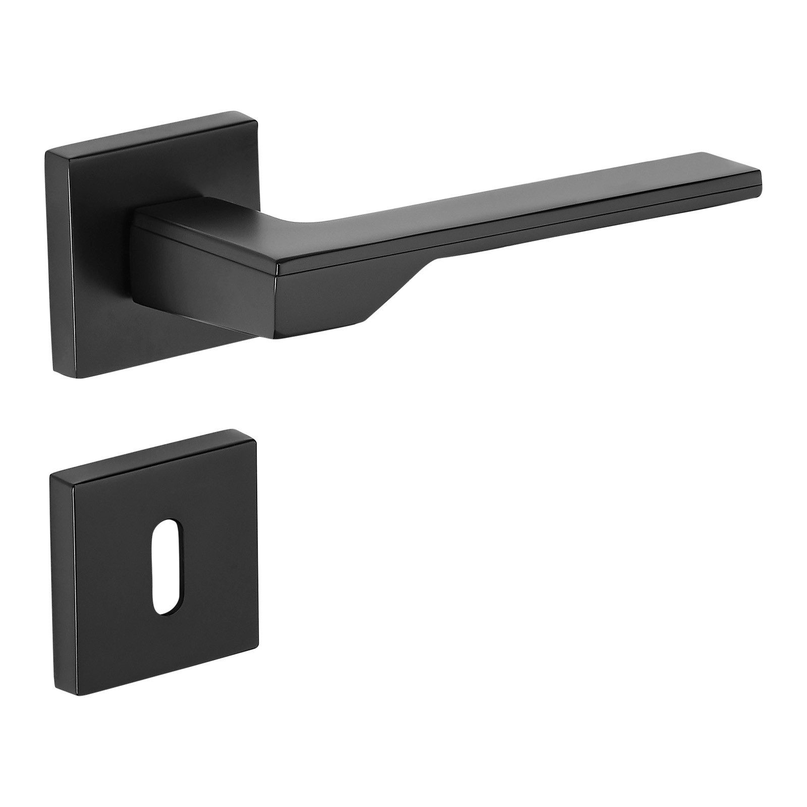 SO-TECH® Drückergarnitur Türdrücker HENRIK Aluguss schwarz inkl. Befestigungsmaterial, Spar-Set, 1-tlg., mit Papier-Bohrschablone, mit BB-Rosetten - Buntbart für Zimmertüren