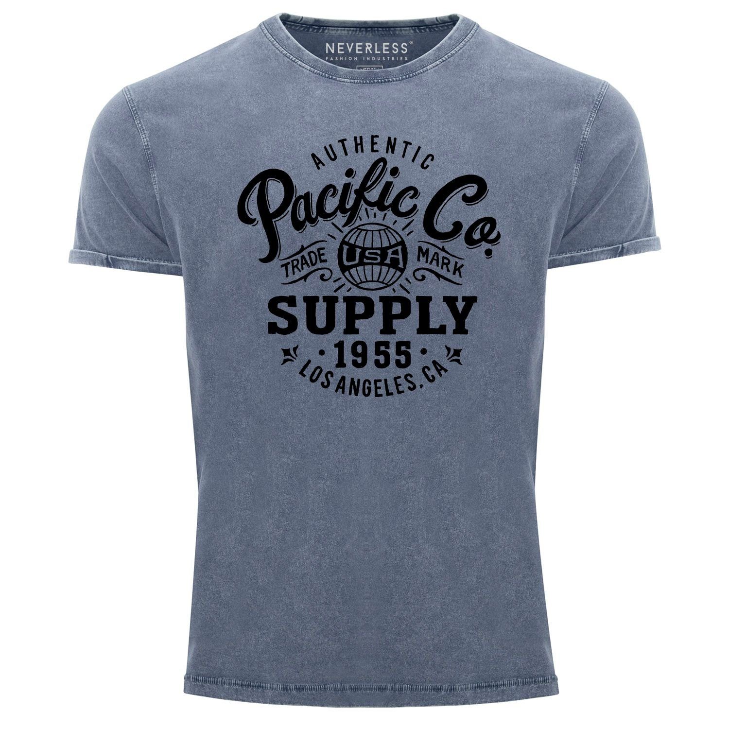 Print-Shirt Herren T-Shirt Vintage Shirt Retro Washed Aufdruck Used Neverless® mit Print