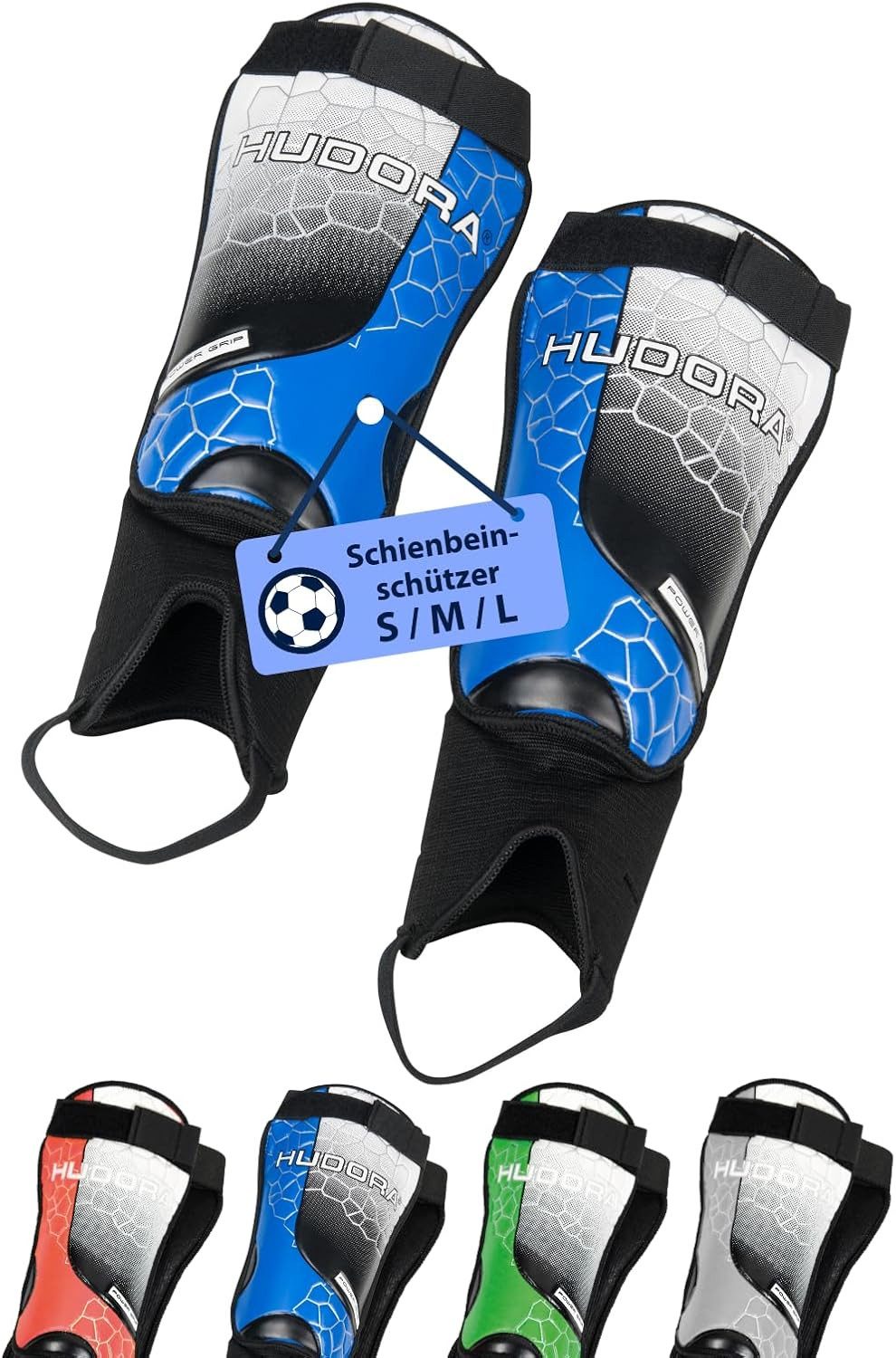Spiel HUDORA Schienbeinschützer Knöchelschutz blau/schwarz Gr. M