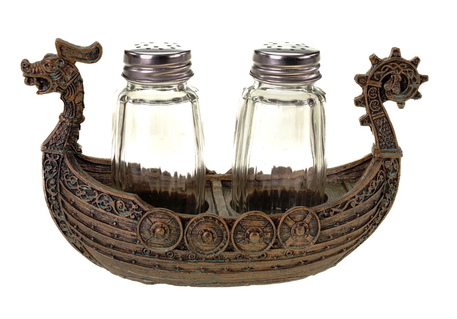 Vogler Dekofigur Nordischer Salz und Pfefferstreuer Drakar Wikinger Schiff Salzstreuer