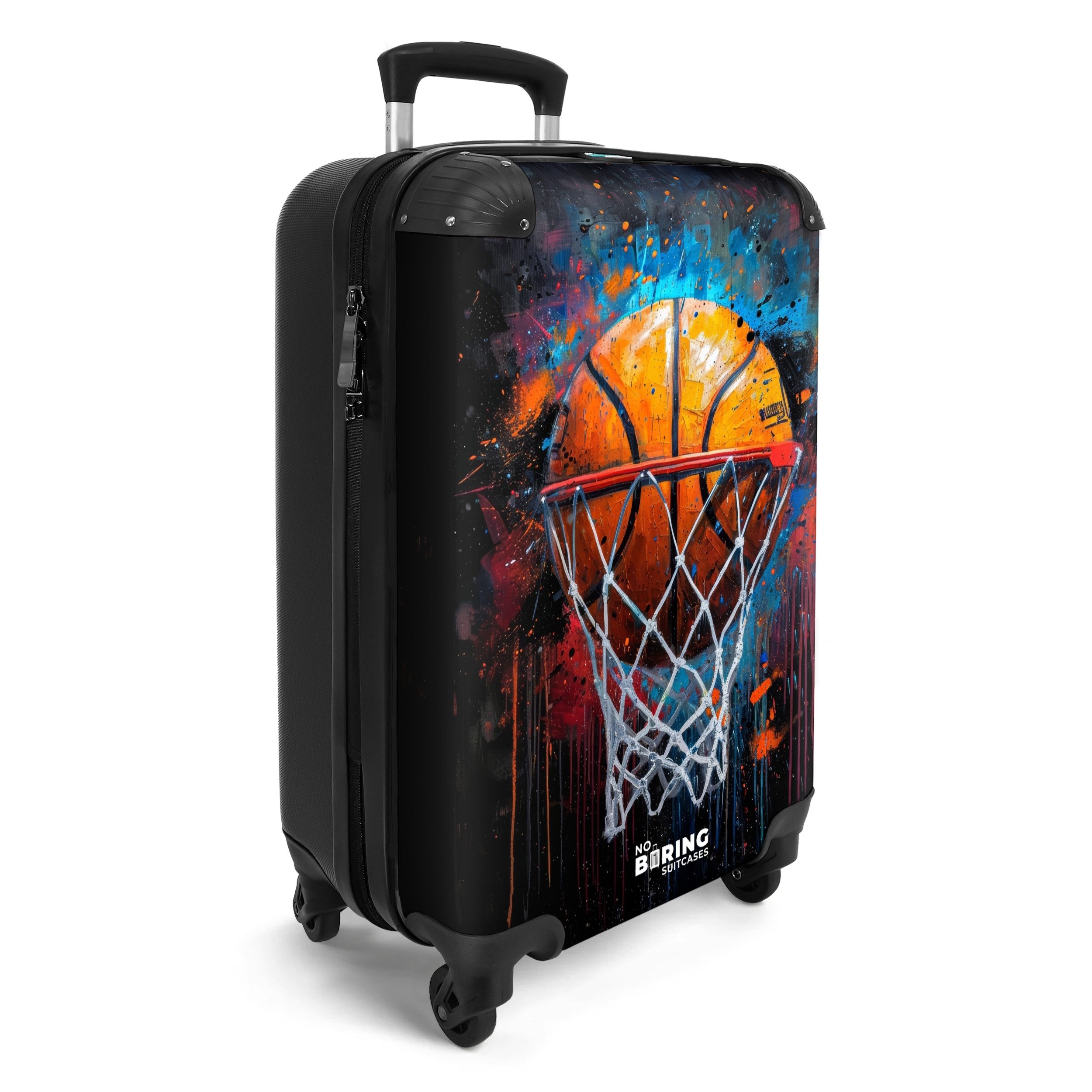 NoBoringSuitcases.com© Hartschalen-Trolley Basketball umgeben von Graffiti günstig online kaufen