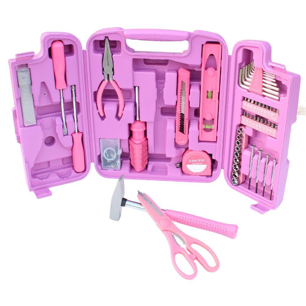 P & K Werkzeugset 96 Teiliges Werkzeugset Werkzeugkoffer in pink absolute Hingucker, (96-St)