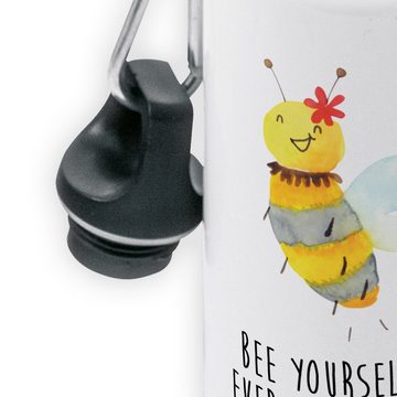 Mr. & Mrs. Panda Trinkflasche Biene Blume - Weiß - Geschenk, Kinder Trinkflasche, Jungs, Kindertrin, Bruch- und auslaufsicher