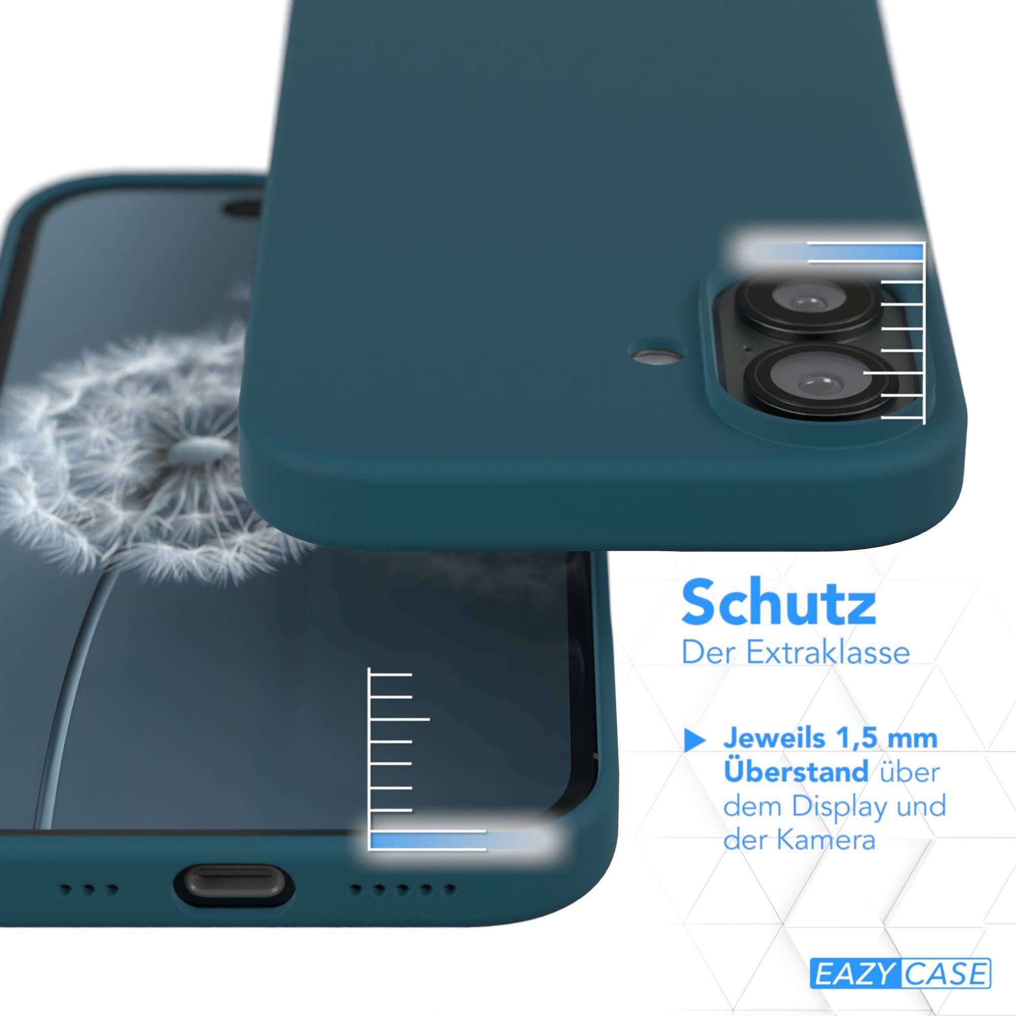 EAZY CASE Handyhülle für Apple iPhone 16 Premium Silikon 6,1 Zoll, Hülle mit Kameraschutz Bumper Case stoßfest Handy Softcase Petrol – Bild 3 von 5
