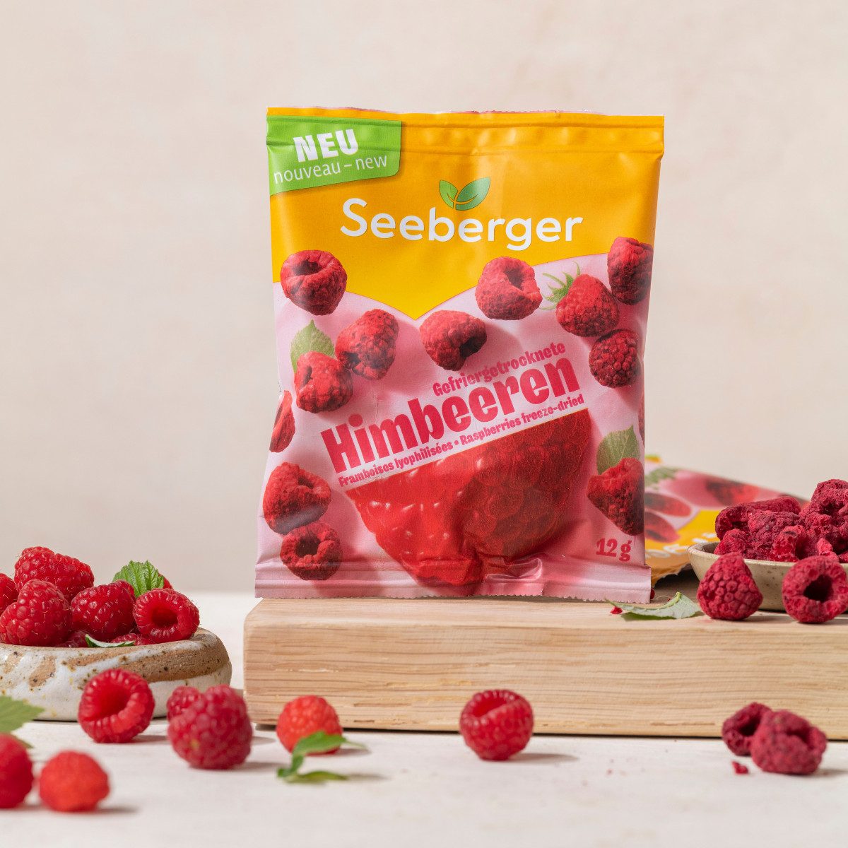 Seeberger Snacks Trockenfrüchte Seeberger gefriergetrocknete Himbeeren Multipack – 10 × 12 g, ohne Zuc, 10 x 15 g
