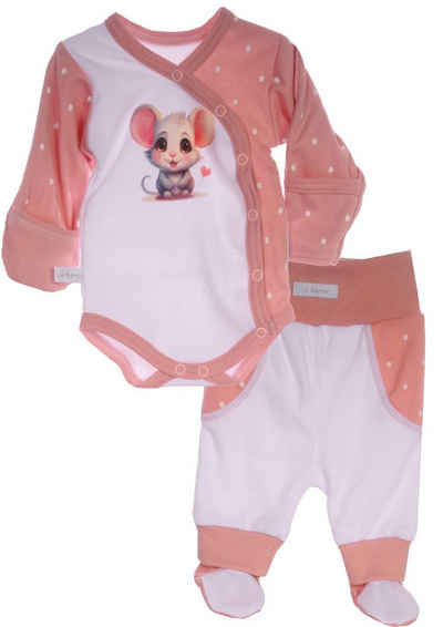 La Bortini Body & Hose Wickelbody Hose Baby Anzug 2tlg Set Body 44 50 56 62 68 74 80 86 aus reiner Baumwolle